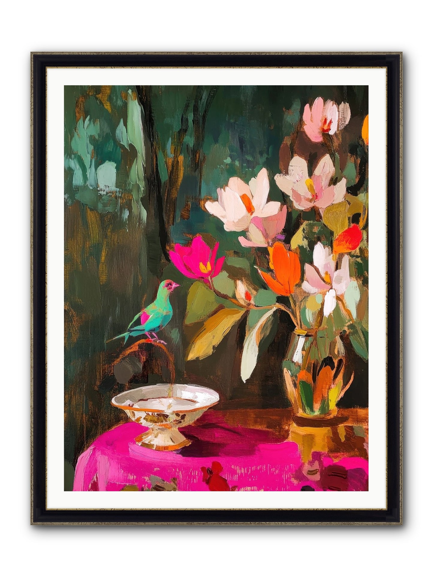 Lingering Spring Framed Print - Black & Gold 36x48
