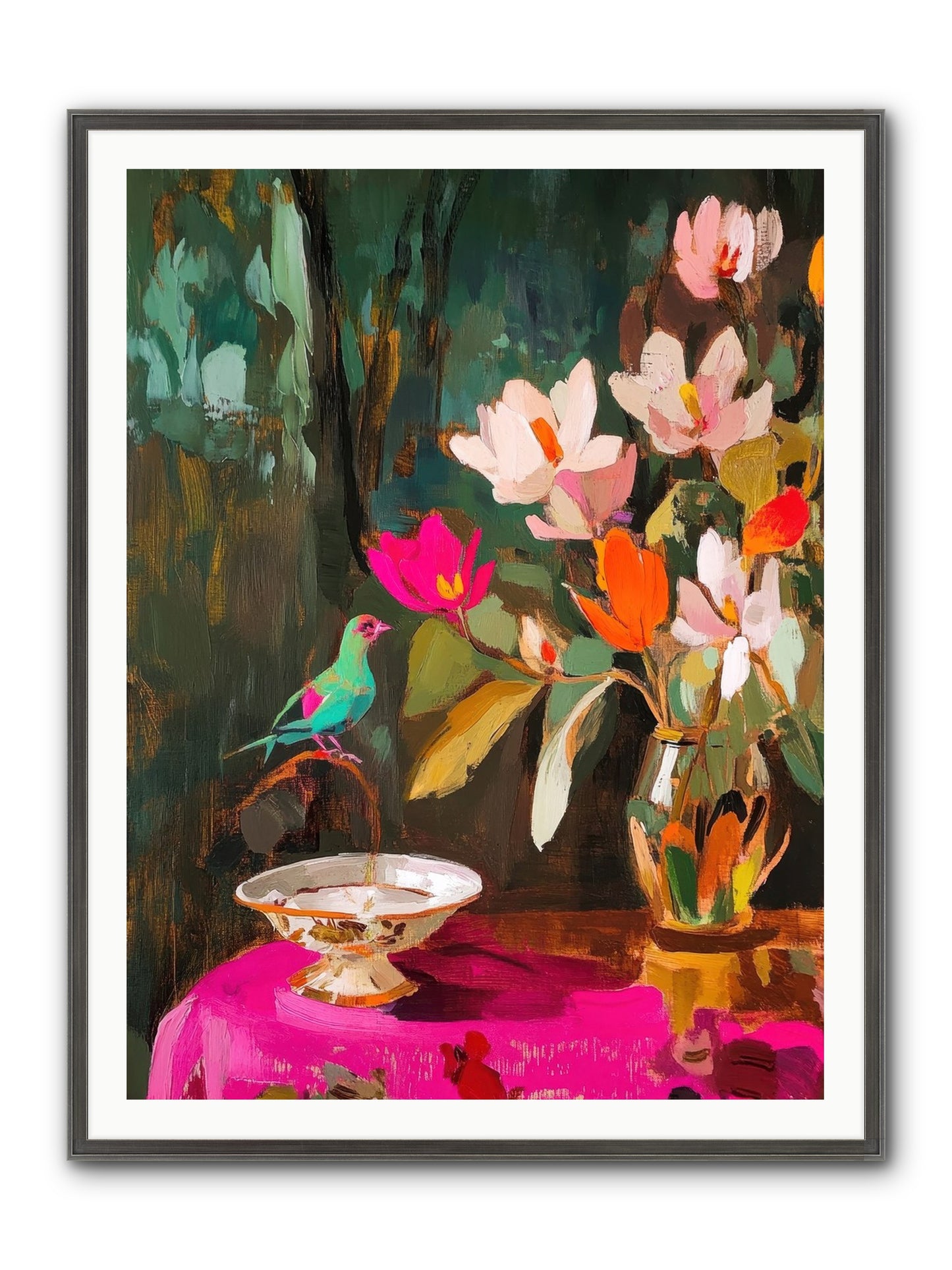 Lingering Spring Framed Print - Slimwoods Black/Silver 36x48