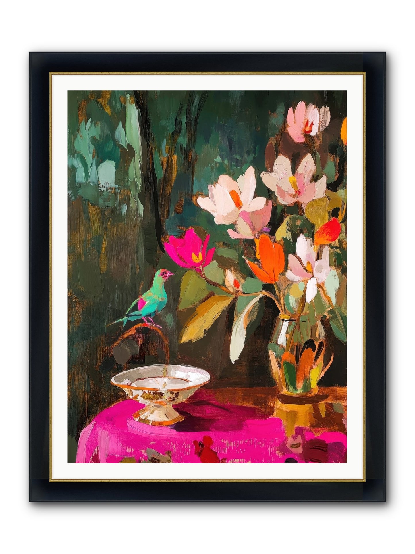 Lingering Spring Framed Print - Wide Black w/Gold 36x48