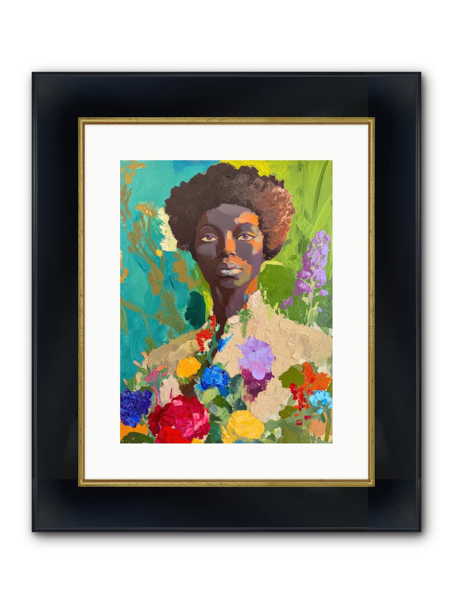 Linnea Dove Framed Print - Wide Black w/Gold 12x16