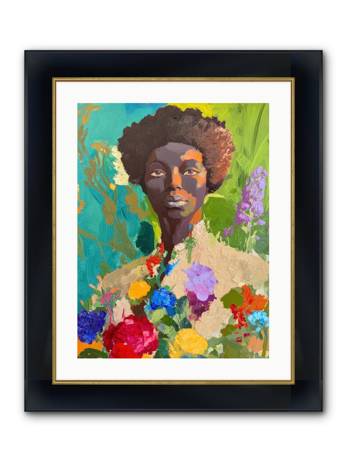 Linnea Dove Framed Print - Wide Black w/Gold 18x24