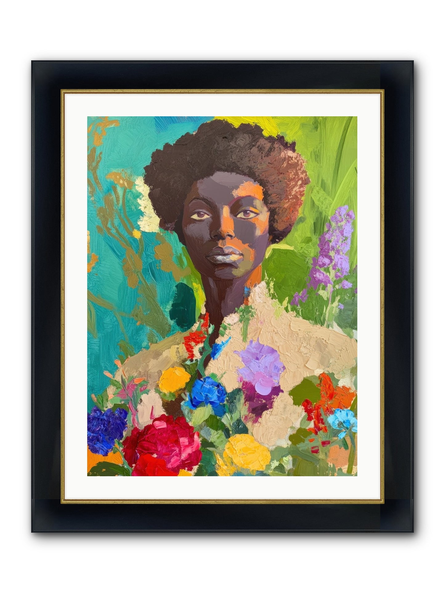 Linnea Dove Framed Print - Wide Black w/Gold 24x32