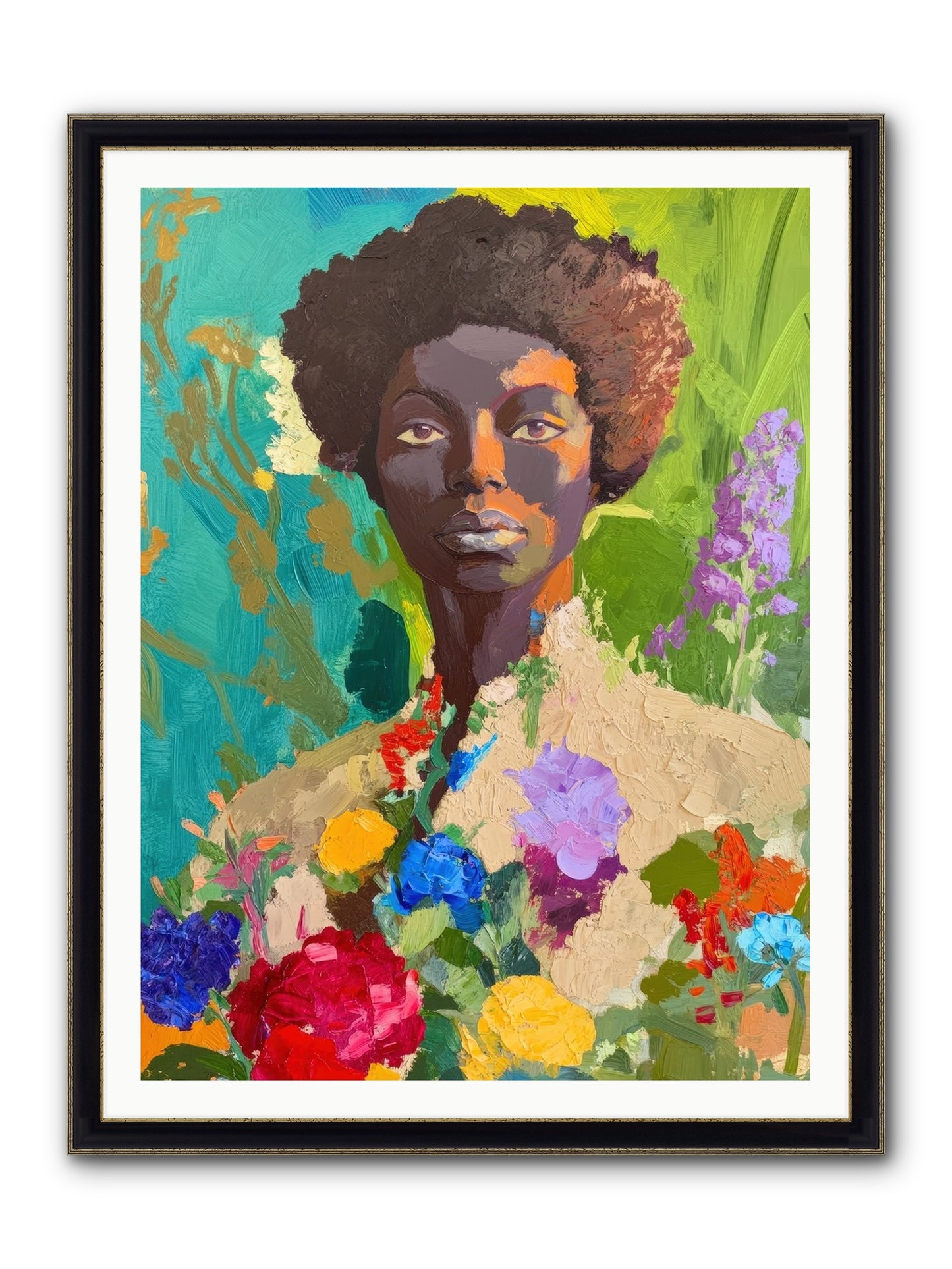 Linnea Dove Framed Print - Black & Gold 36x48