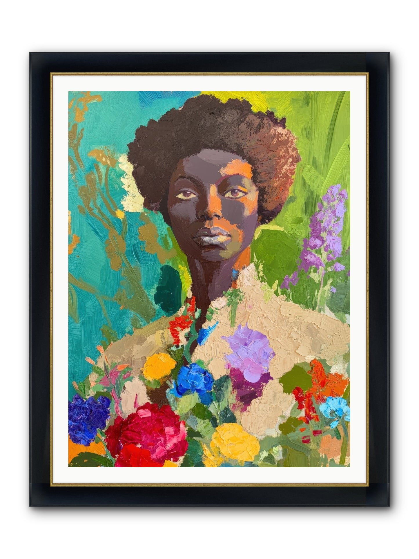 Linnea Dove Framed Print - Wide Black w/Gold 36x48