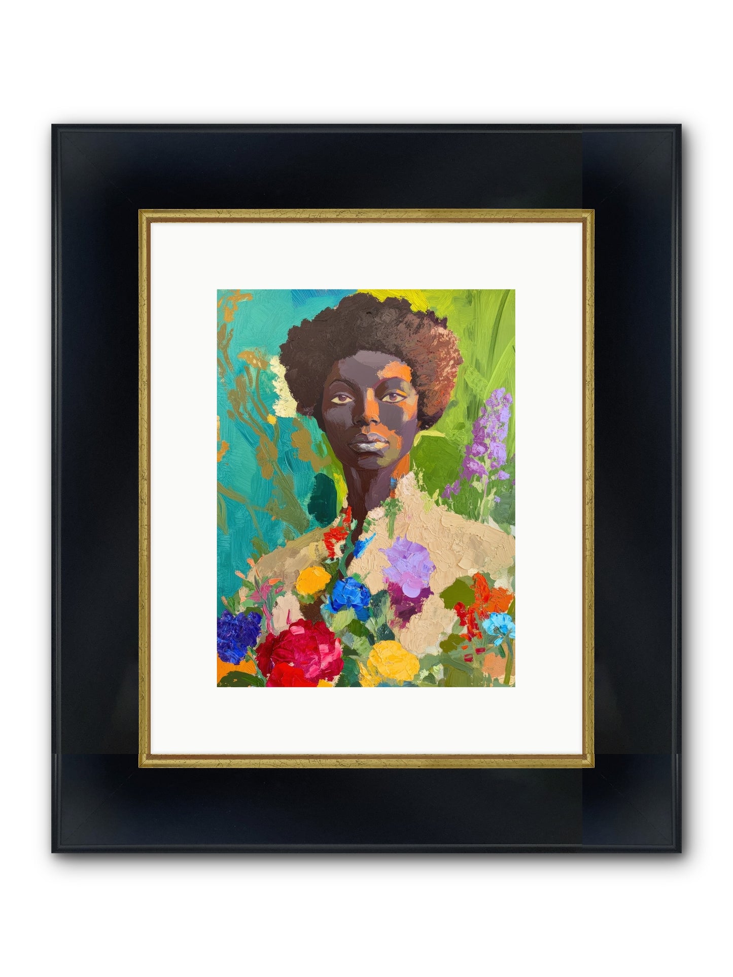 Linnea Dove Framed Print - Wide Black w/Gold 9x12