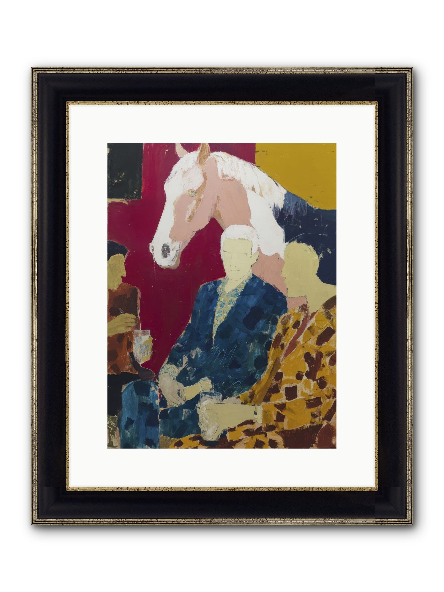 Liquid Gold & Leather Framed Print - Black & Gold 12x16