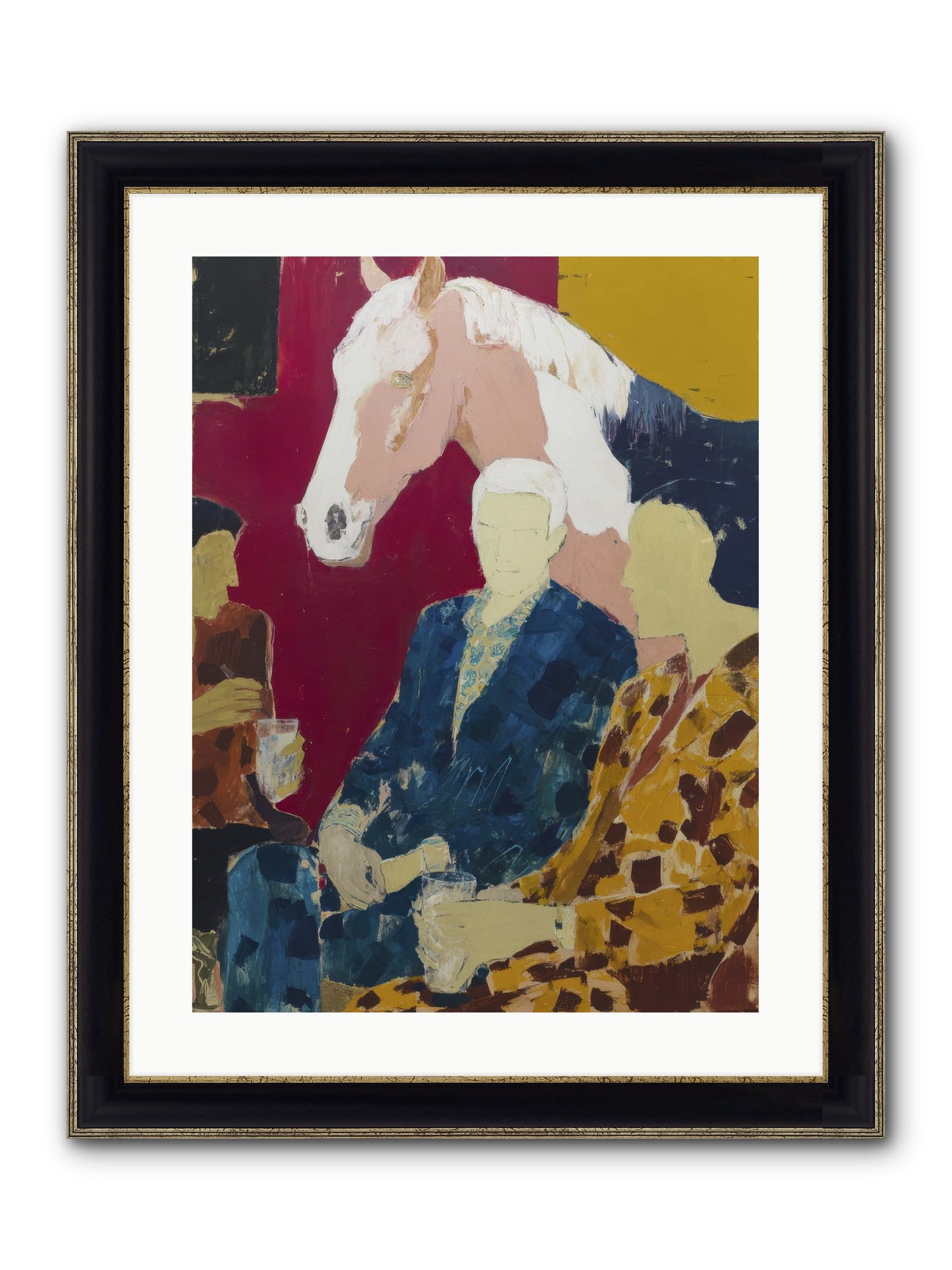 Liquid Gold & Leather Framed Print - Black & Gold 18x24