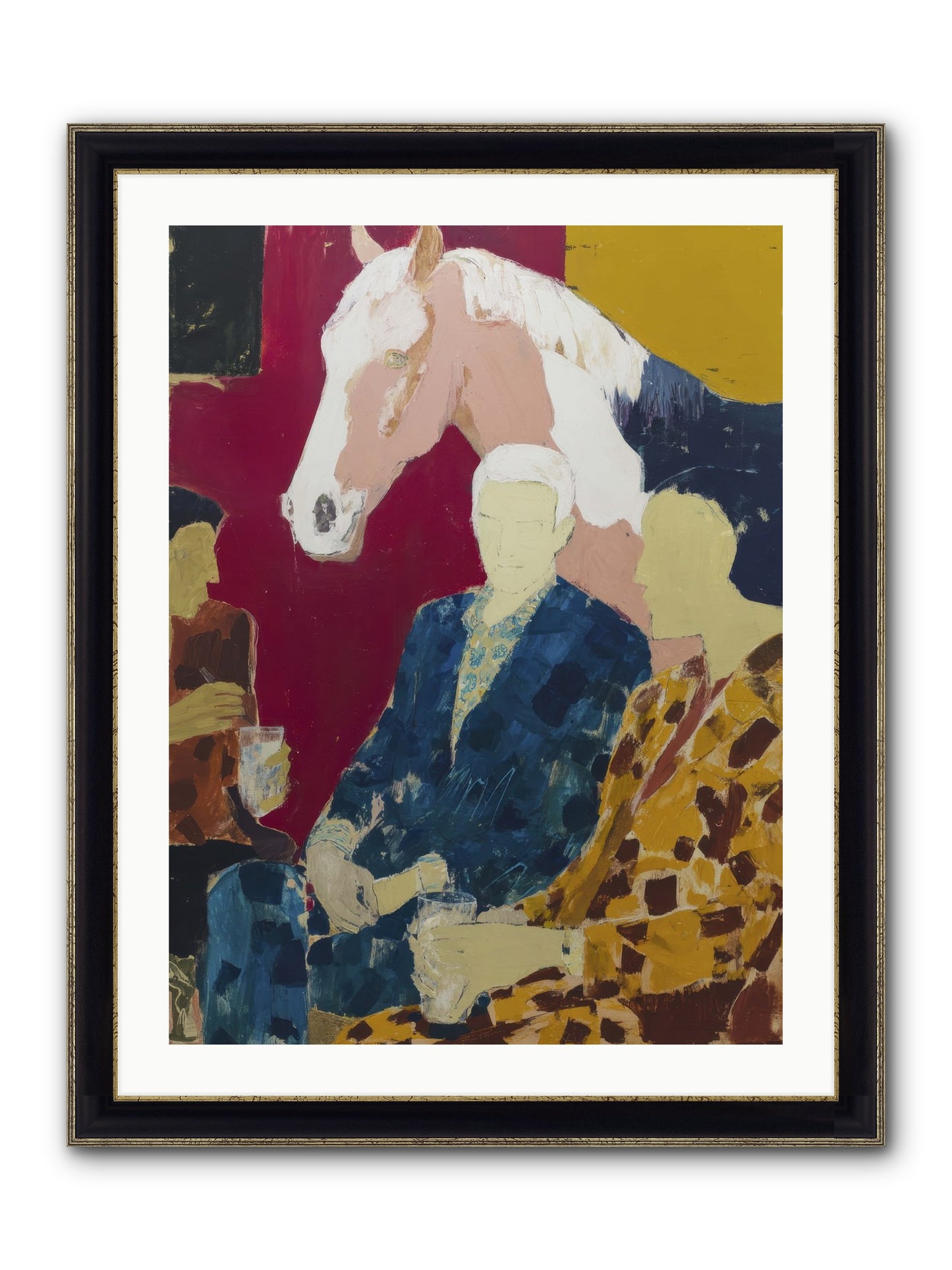 Liquid Gold & Leather Framed Print - Black & Gold 24x32
