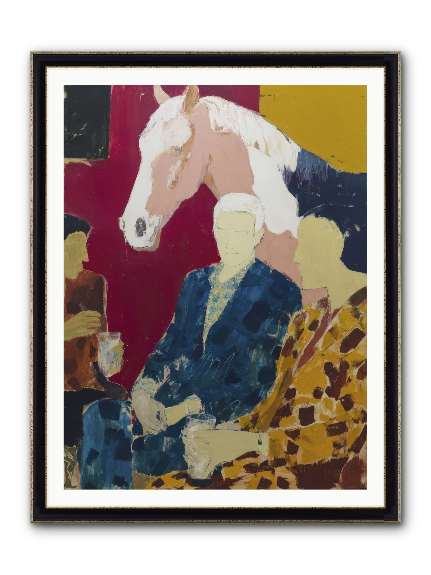 Liquid Gold & Leather Framed Print - Black & Gold 36x48
