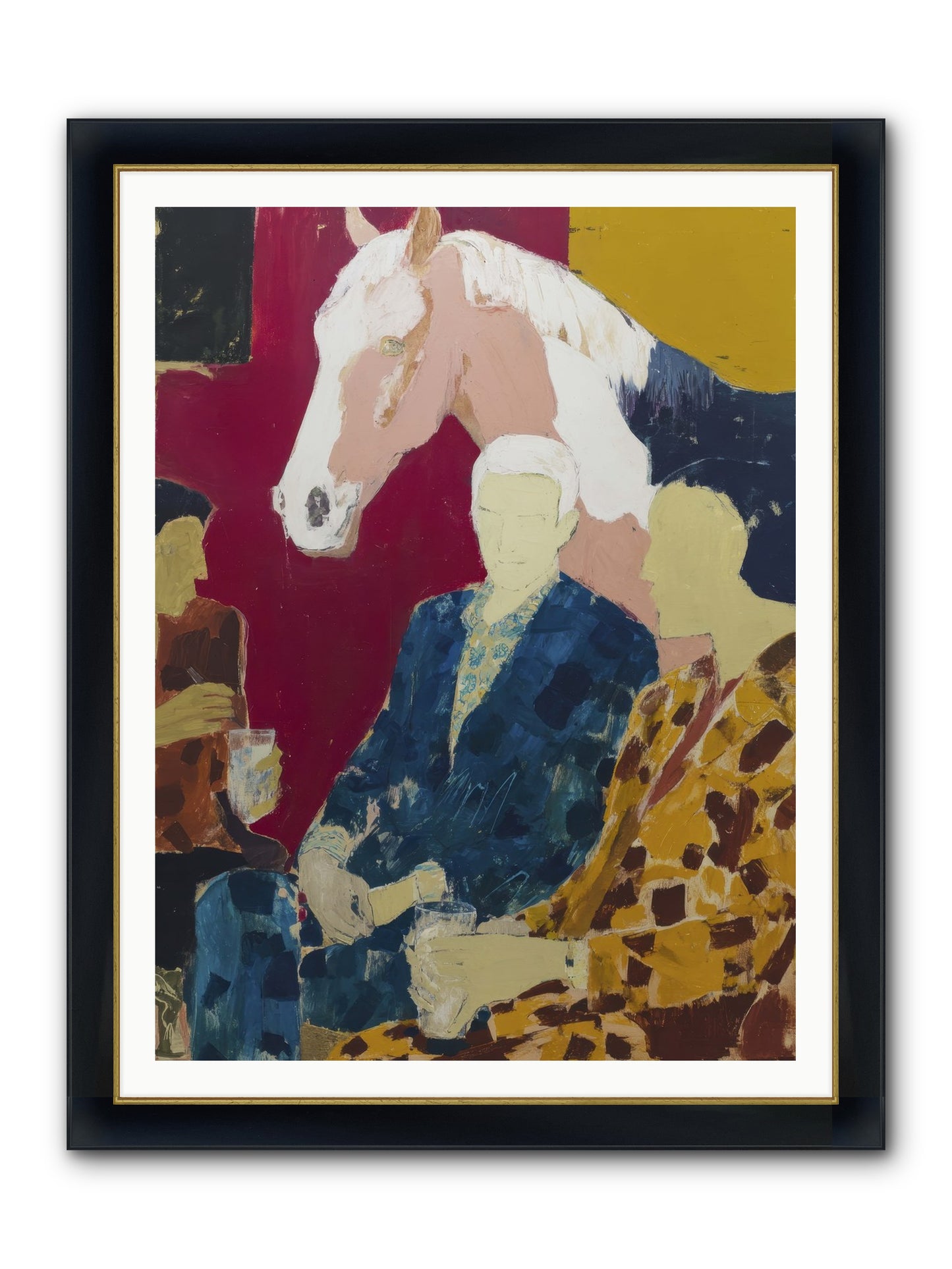 Liquid Gold & Leather Framed Print - Wide Black w/Gold 36x48