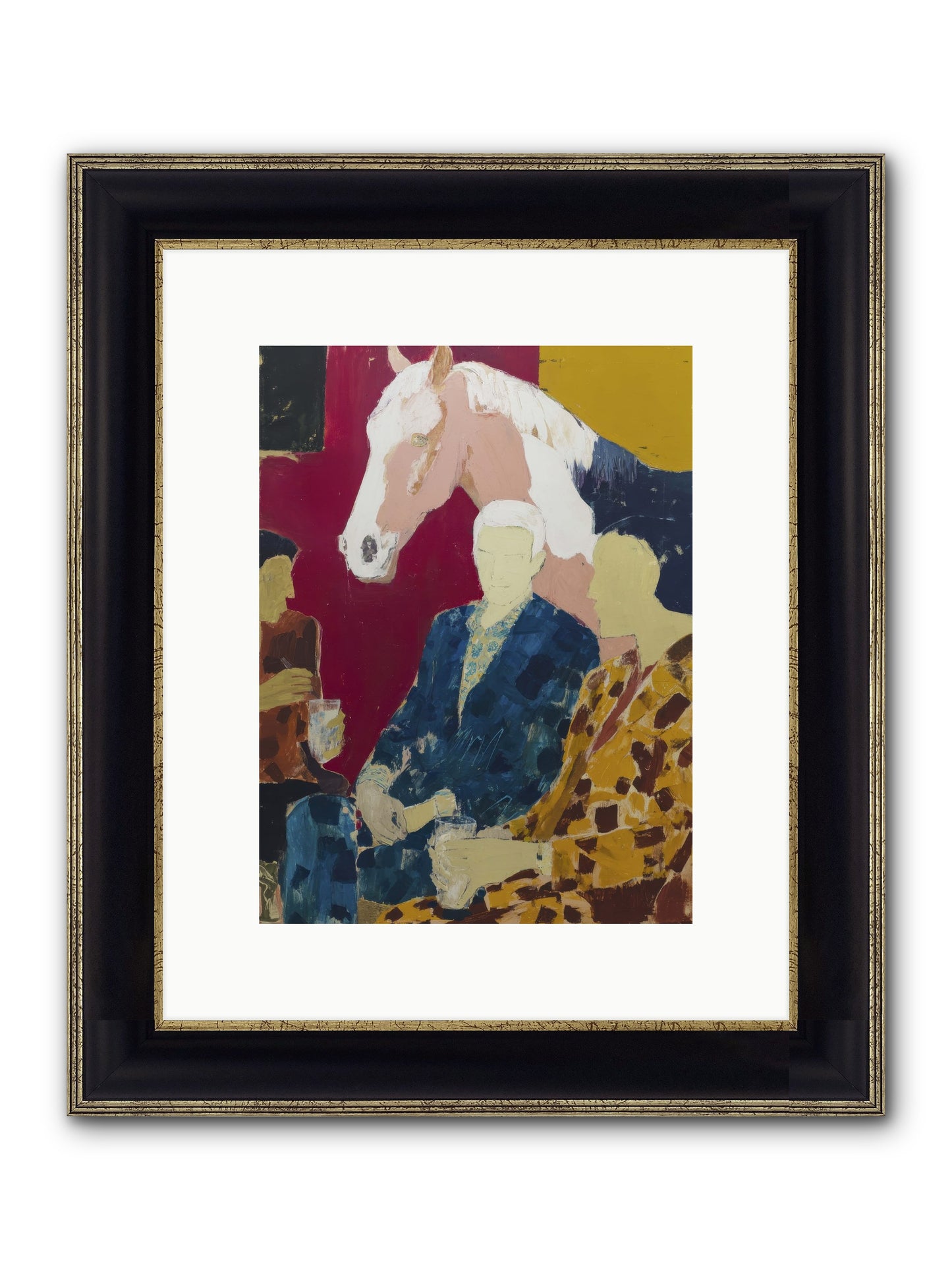 Liquid Gold & Leather Framed Print - Black & Gold 9x12