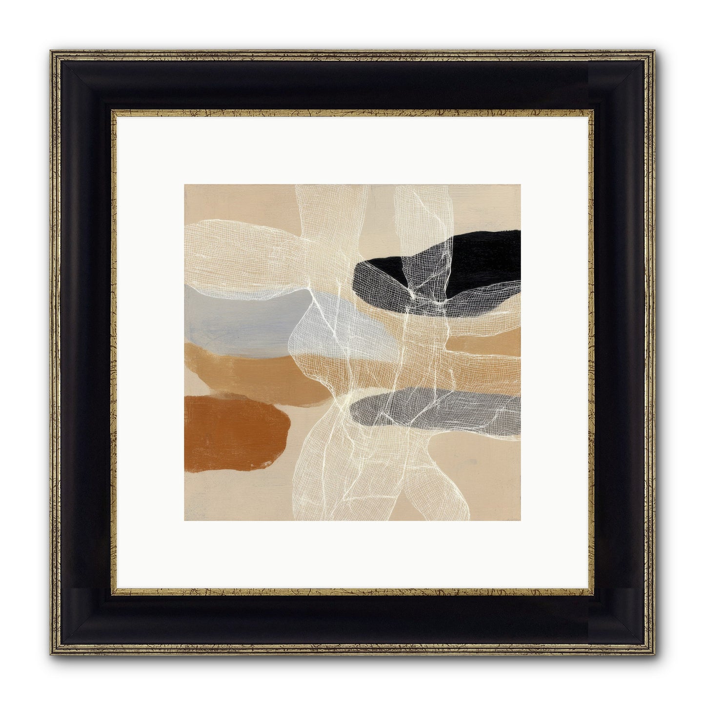 Liquid Silence Framed Print - Black & Gold 10x10