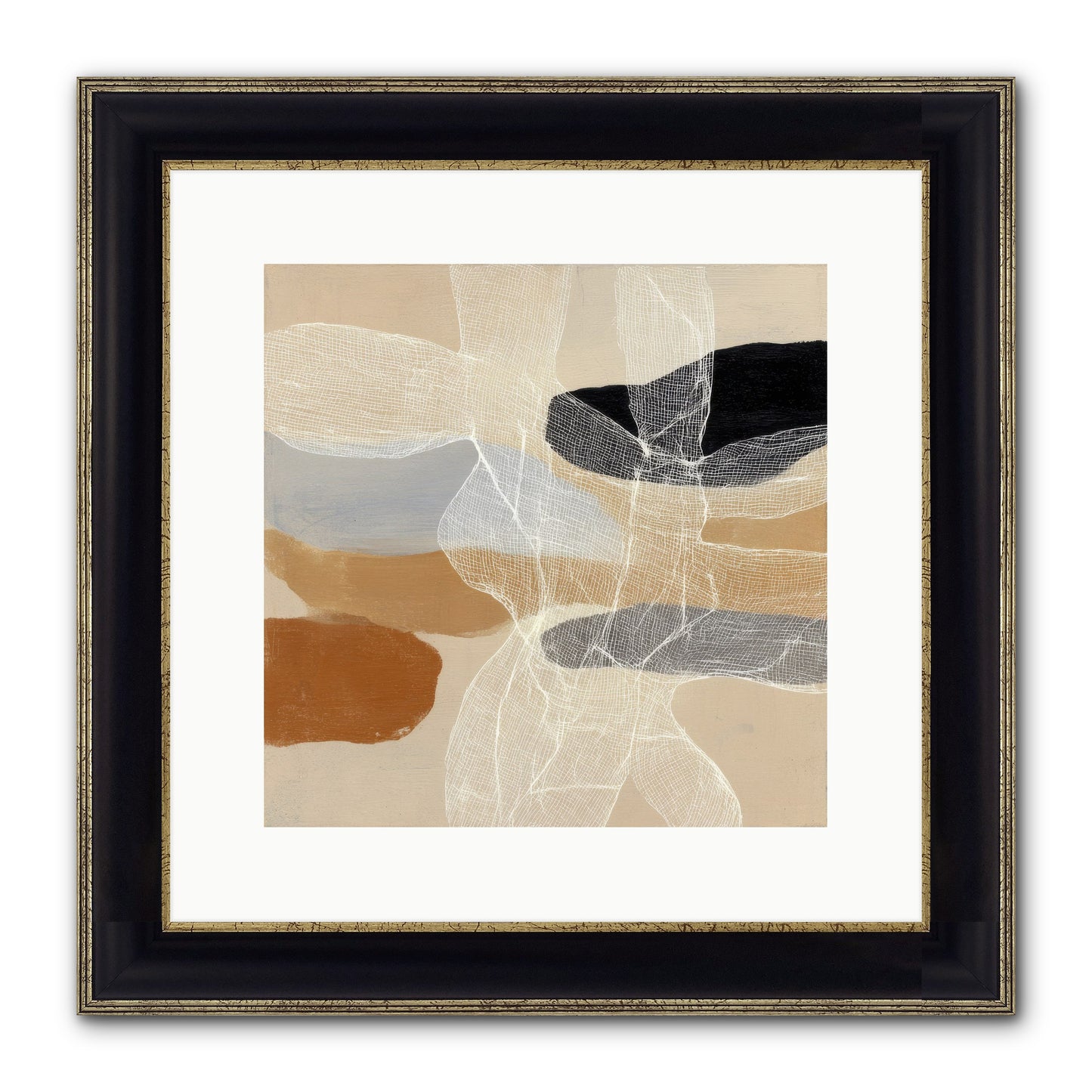 Liquid Silence Framed Print - Black & Gold 12x12
