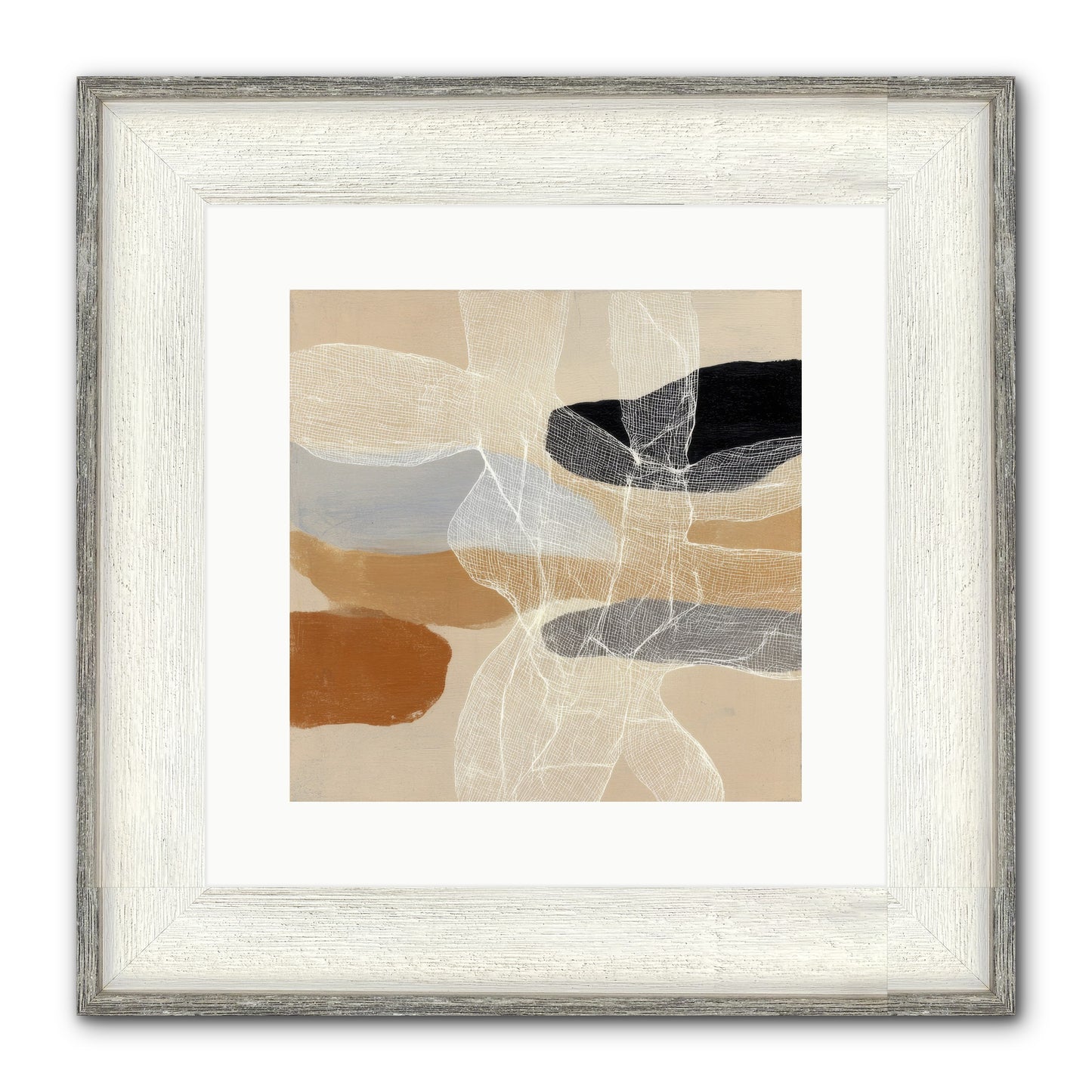Liquid Silence Framed Print - Driftwood White 12x12