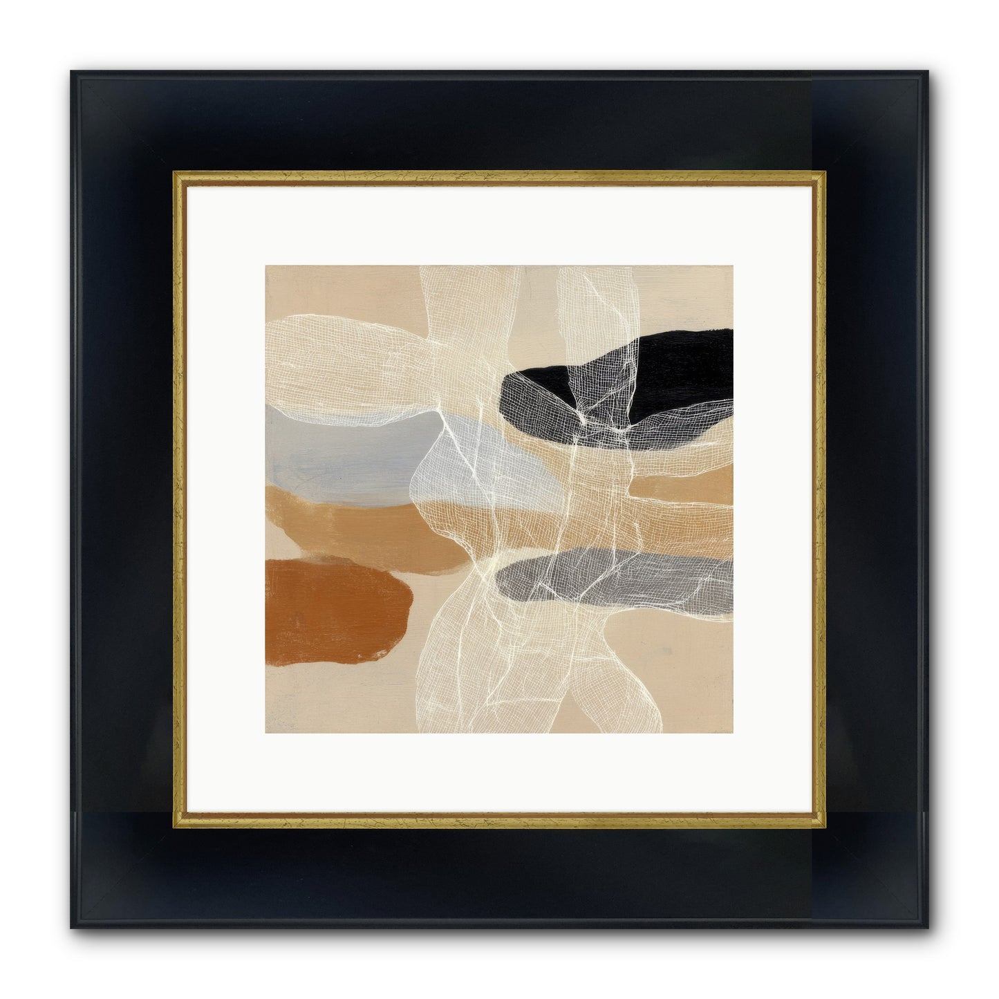 Liquid Silence Framed Print - Wide Black w/Gold 12x12