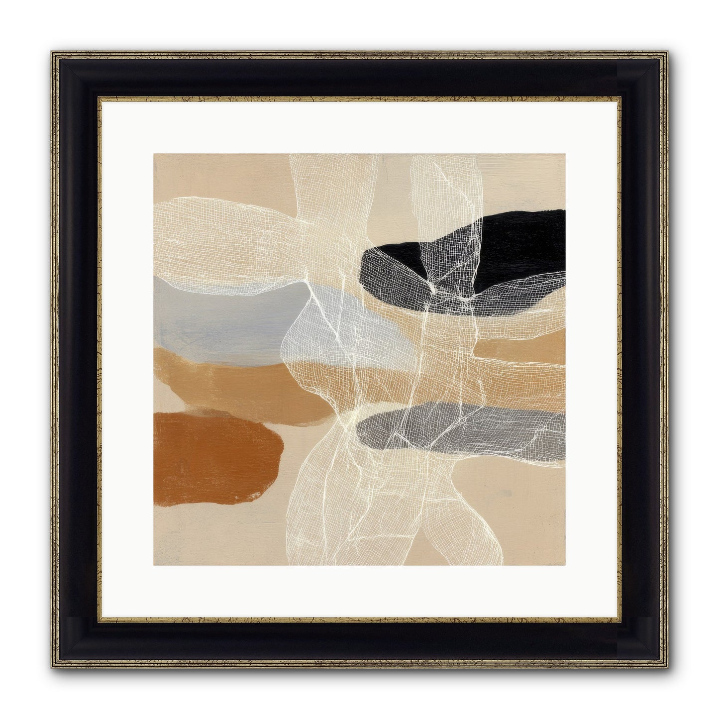Liquid Silence Framed Print - Black & Gold 16x16