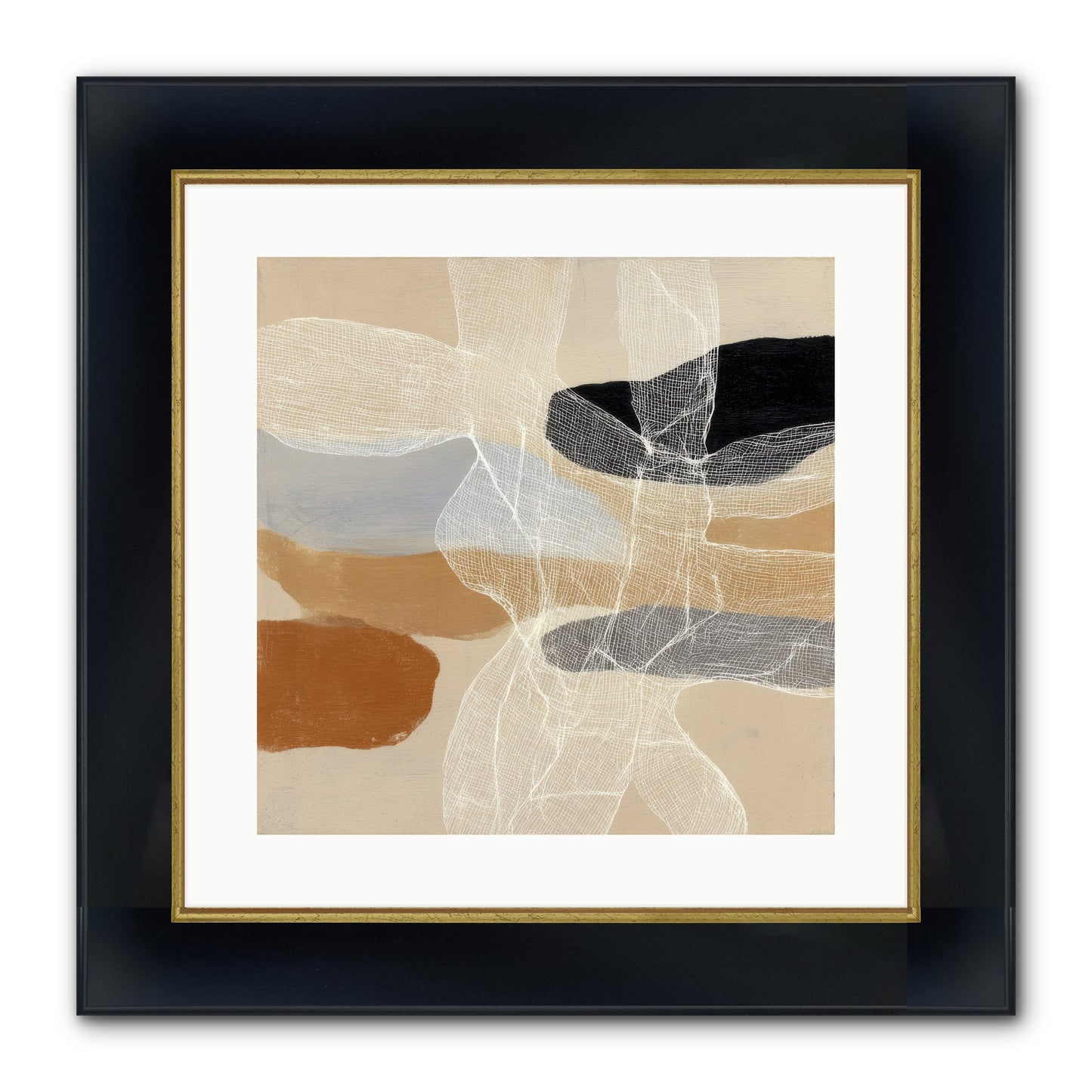 Liquid Silence Framed Print - Wide Black w/Gold 16x16