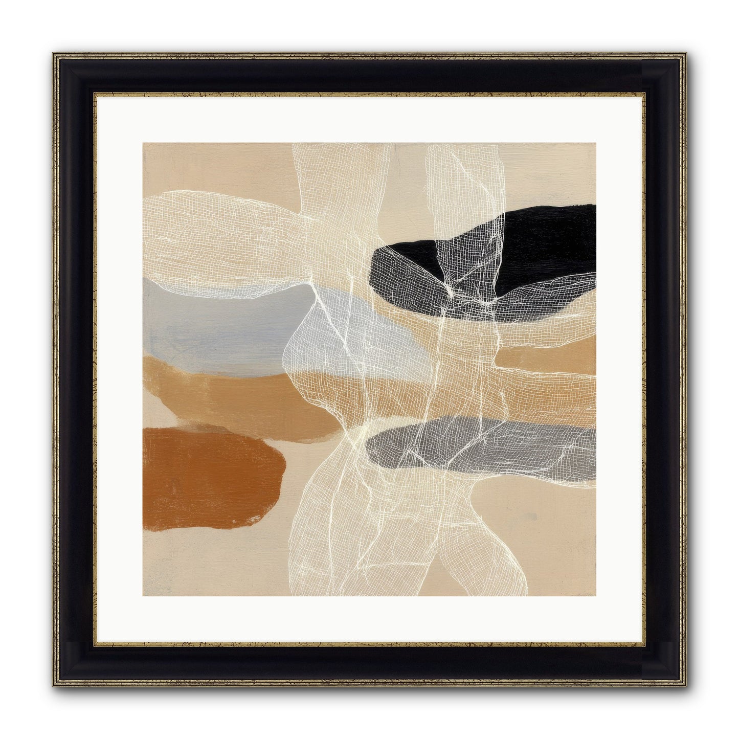 Liquid Silence Framed Print - Black & Gold 20x20
