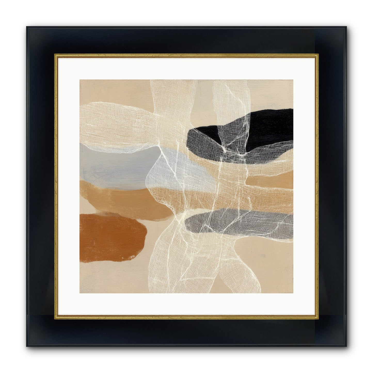 Liquid Silence Framed Print - Wide Black w/Gold 20x20