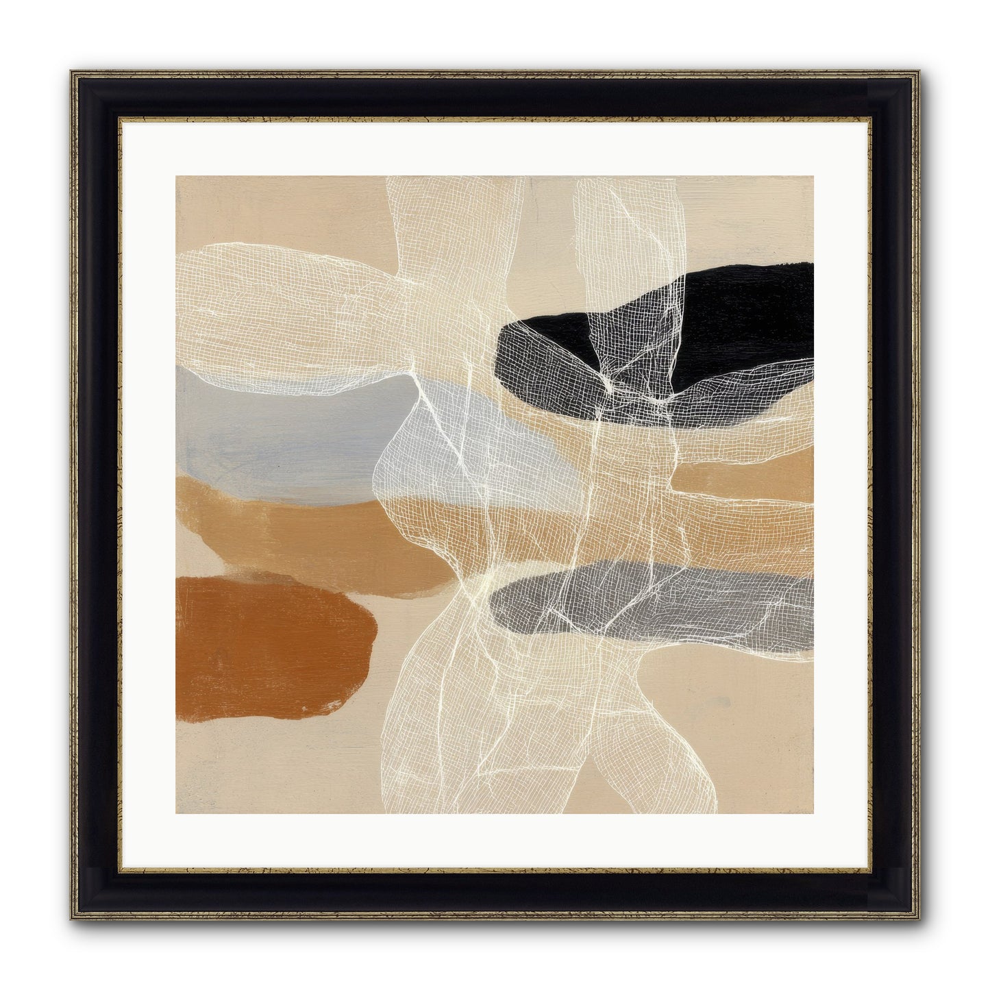 Liquid Silence Framed Print - Black & Gold 24x24