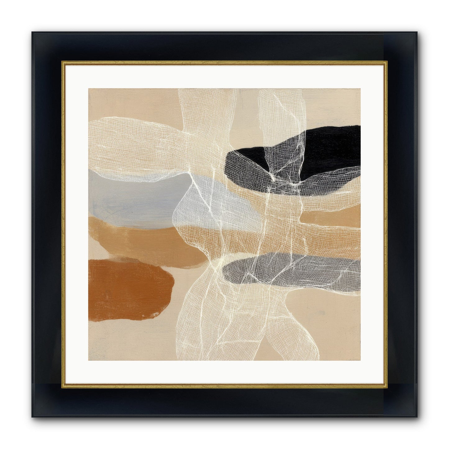 Liquid Silence Framed Print - Wide Black w/Gold 24x24