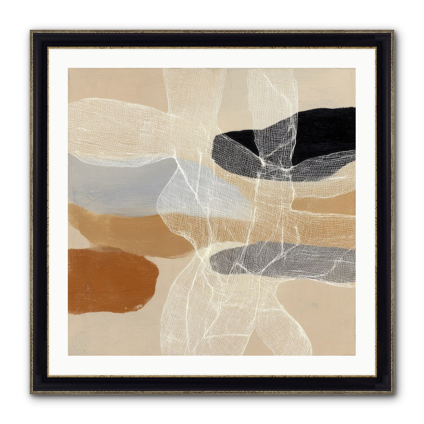 Liquid Silence Framed Print - Black & Gold 30x30