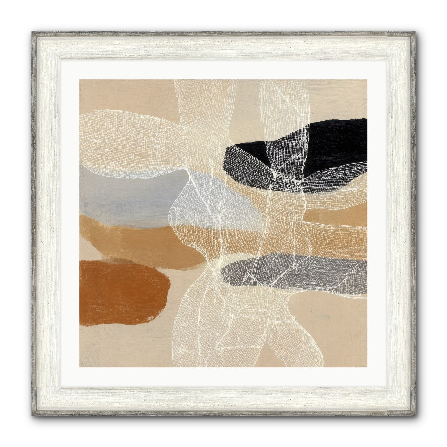 Liquid Silence Framed Print - Driftwood White 30x30