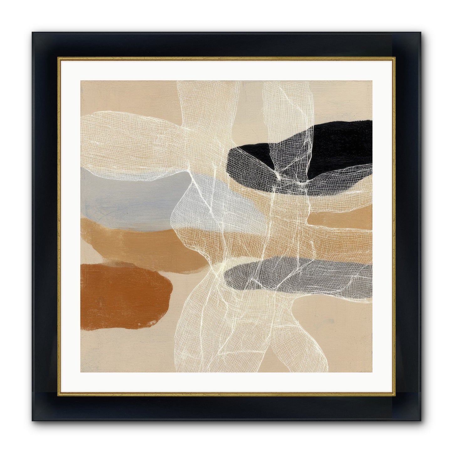 Liquid Silence Framed Print - Wide Black w/Gold 30x30