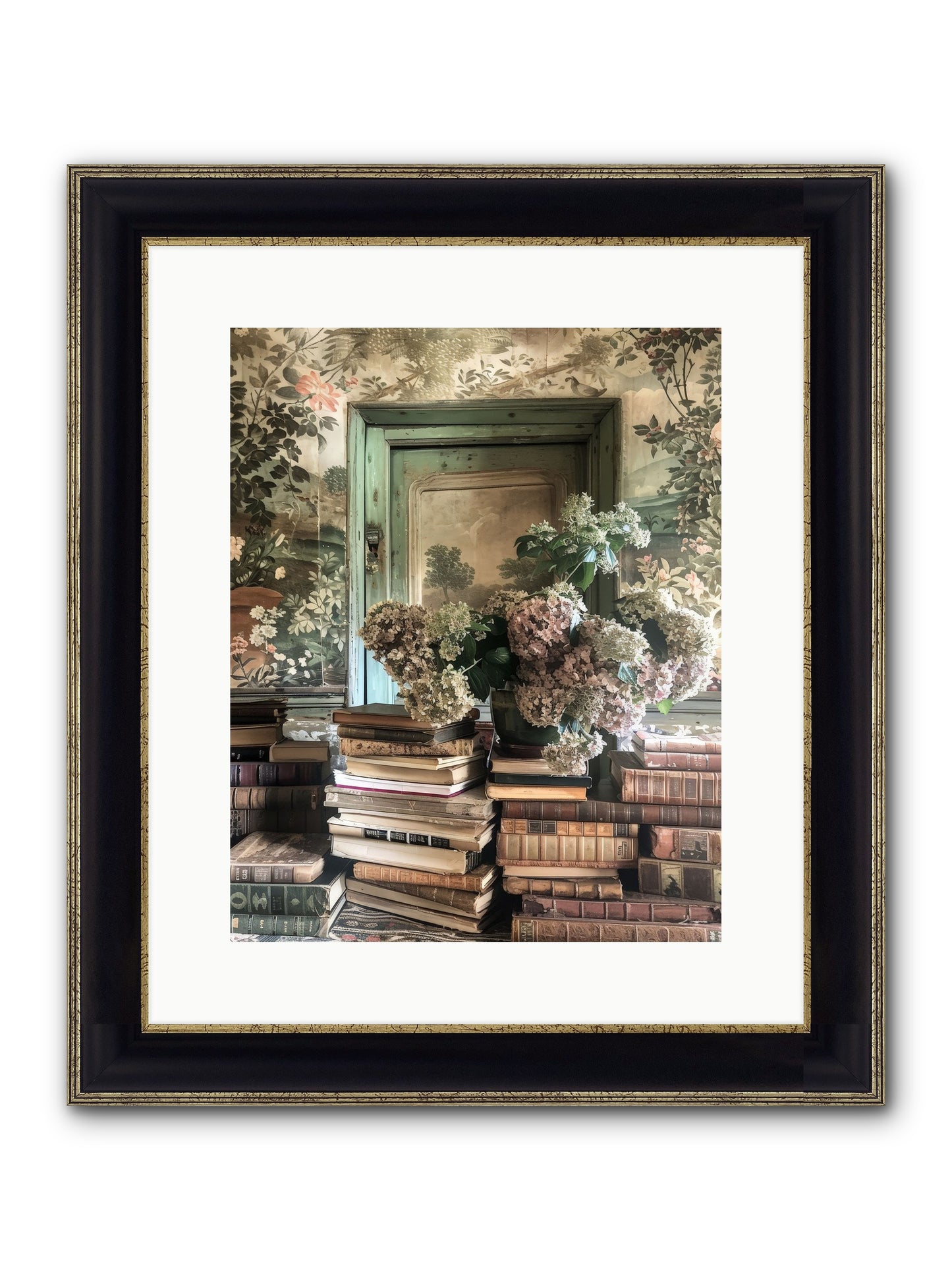 Literary Garden Framed Print - Black & Gold 12x15