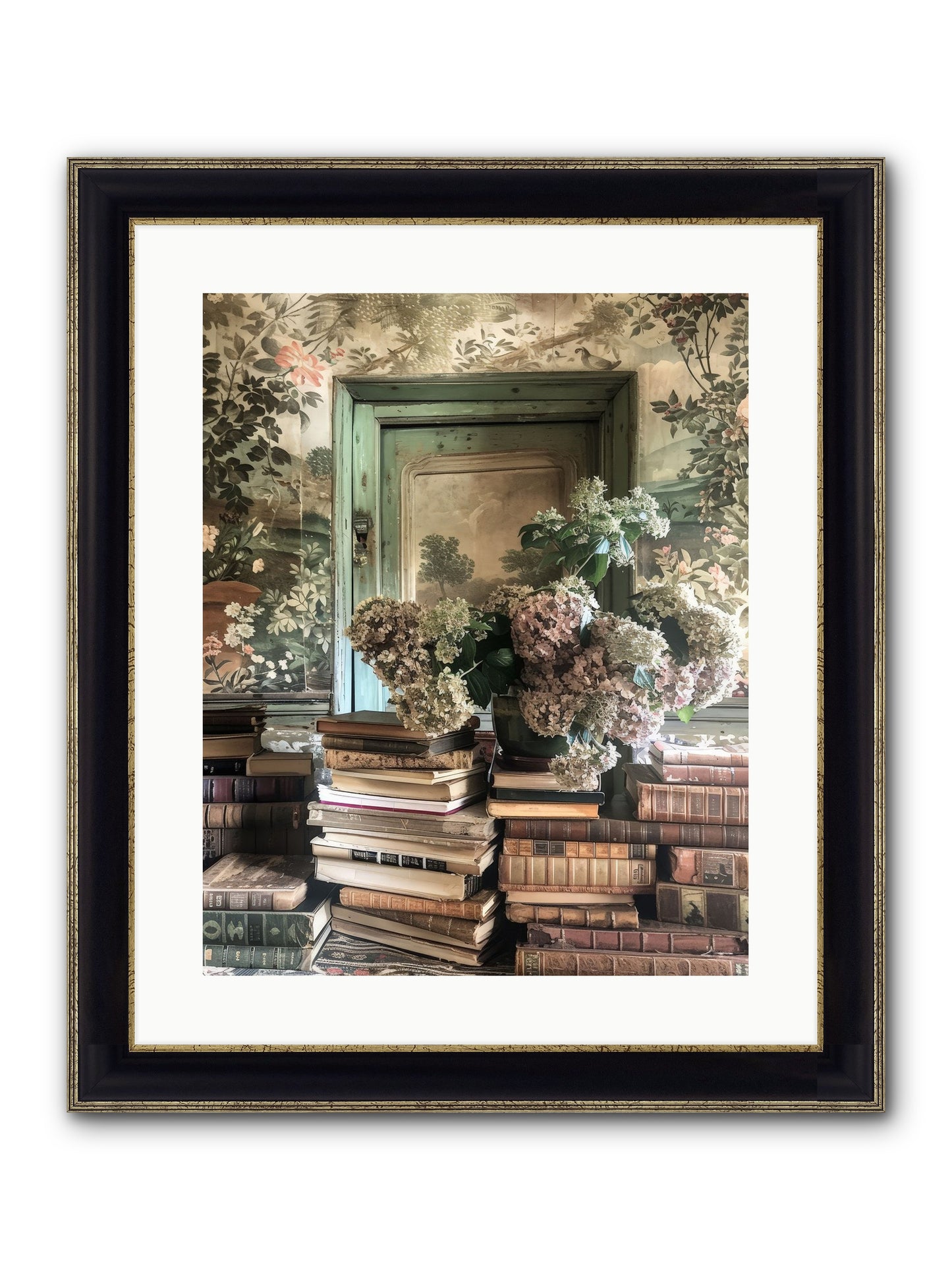 Literary Garden Framed Print - Black & Gold 16x20