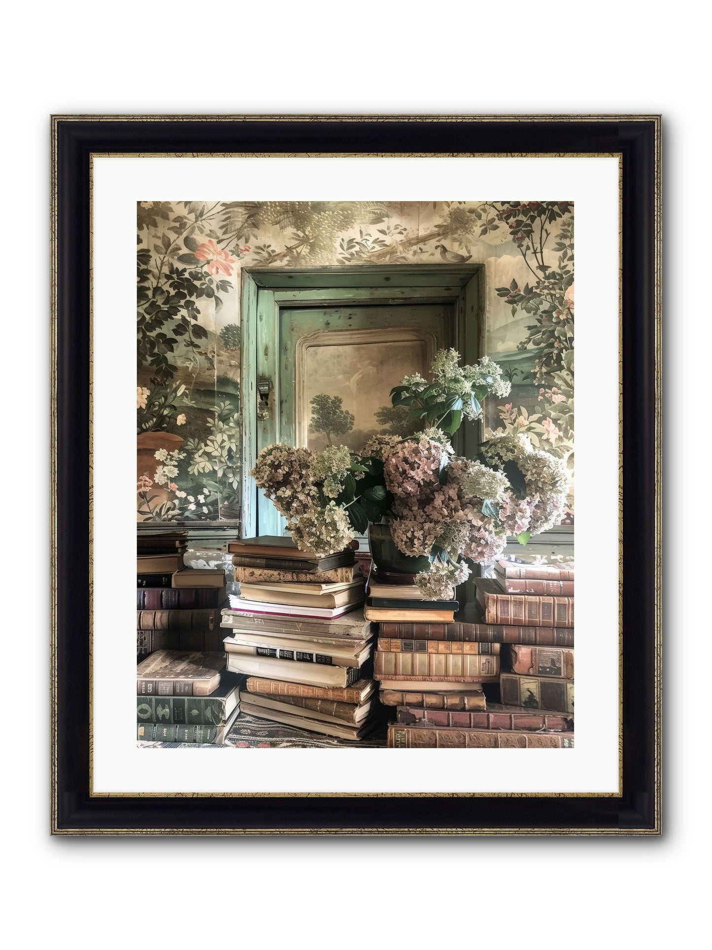 Literary Garden Framed Print - Black & Gold 20x25