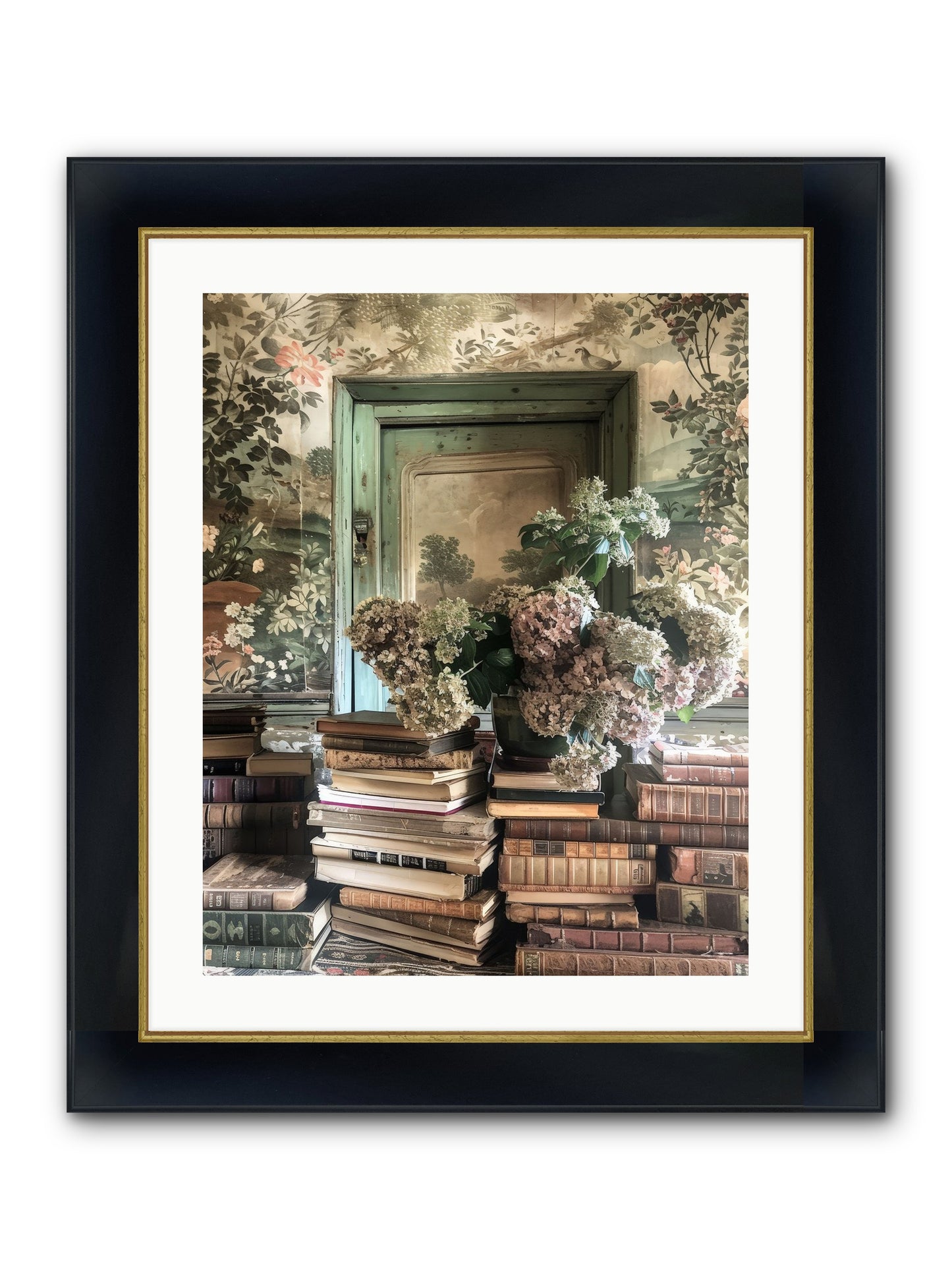 Literary Garden Framed Print - Wide Black w/Gold 20x25