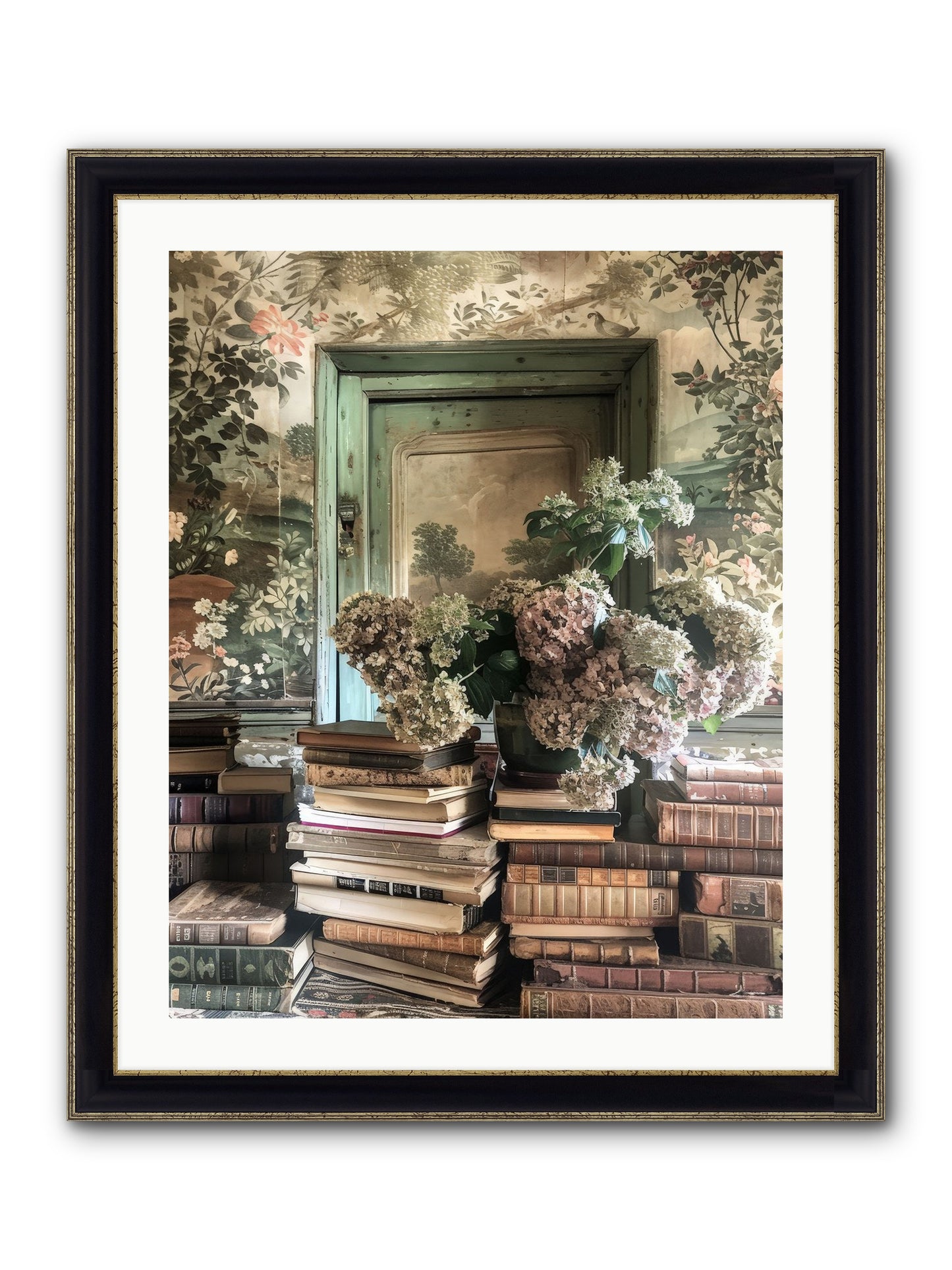 Literary Garden Framed Print - Black & Gold 24x30