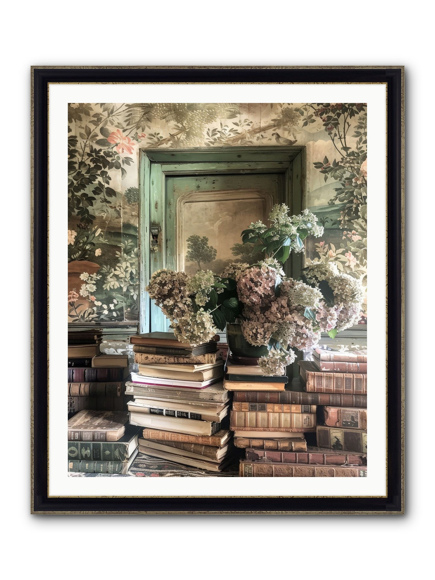 Literary Garden Framed Print - Black & Gold 32x40