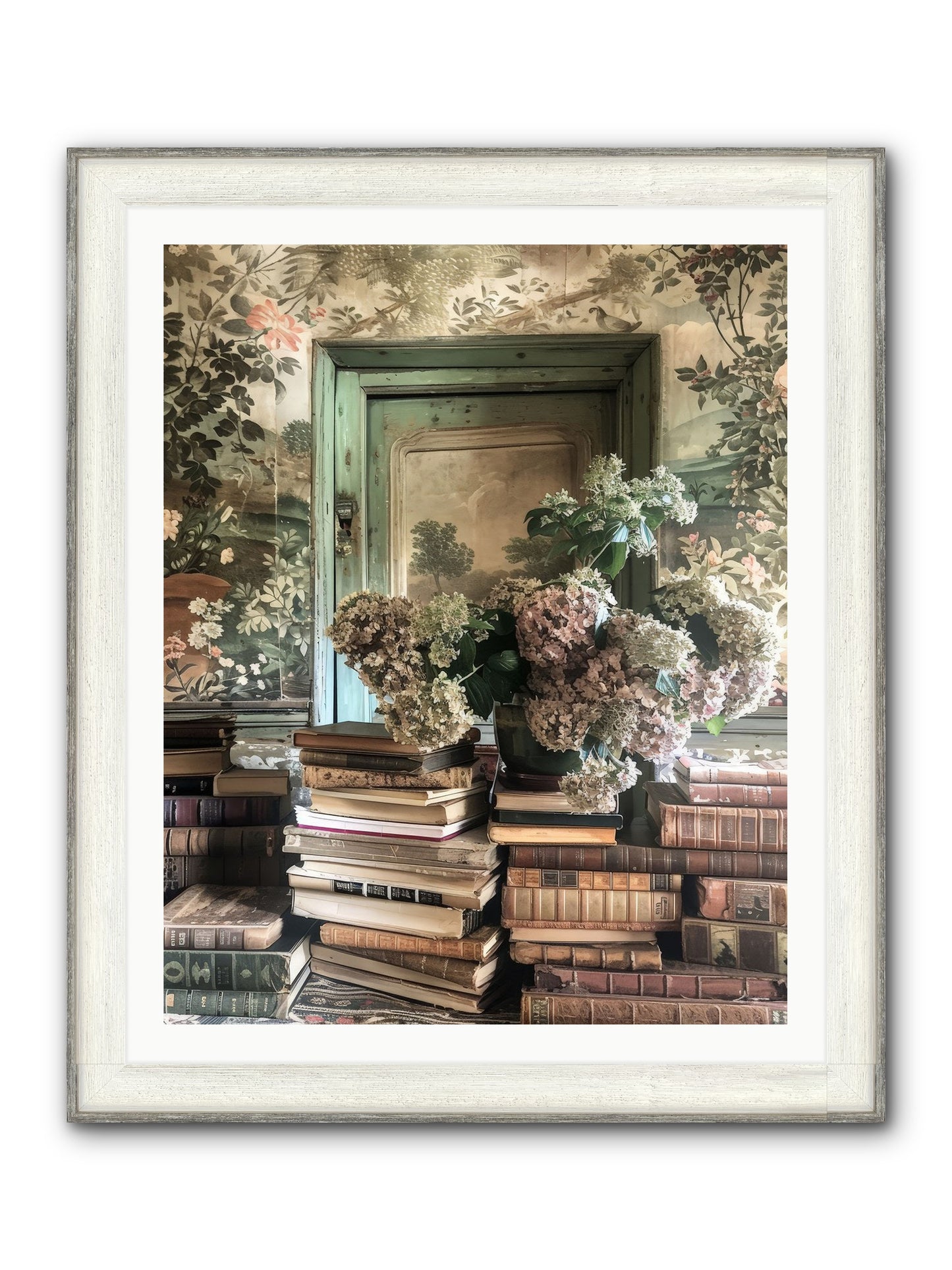 Literary Garden Framed Print - Driftwood White 32x40