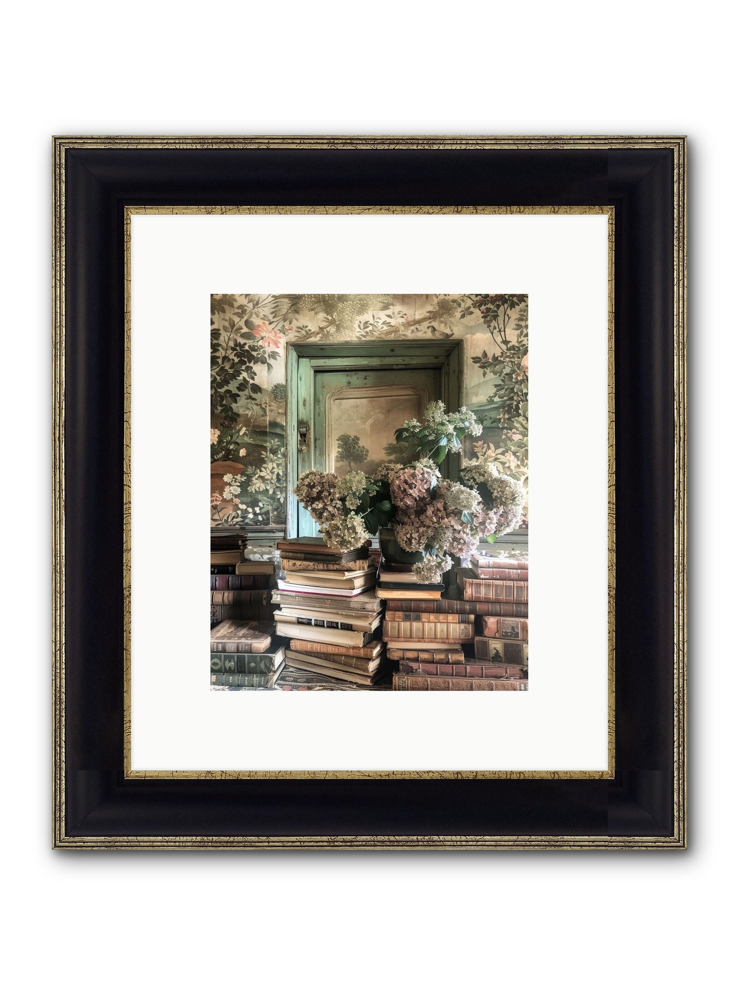 Literary Garden Framed Print - Black & Gold 8x10