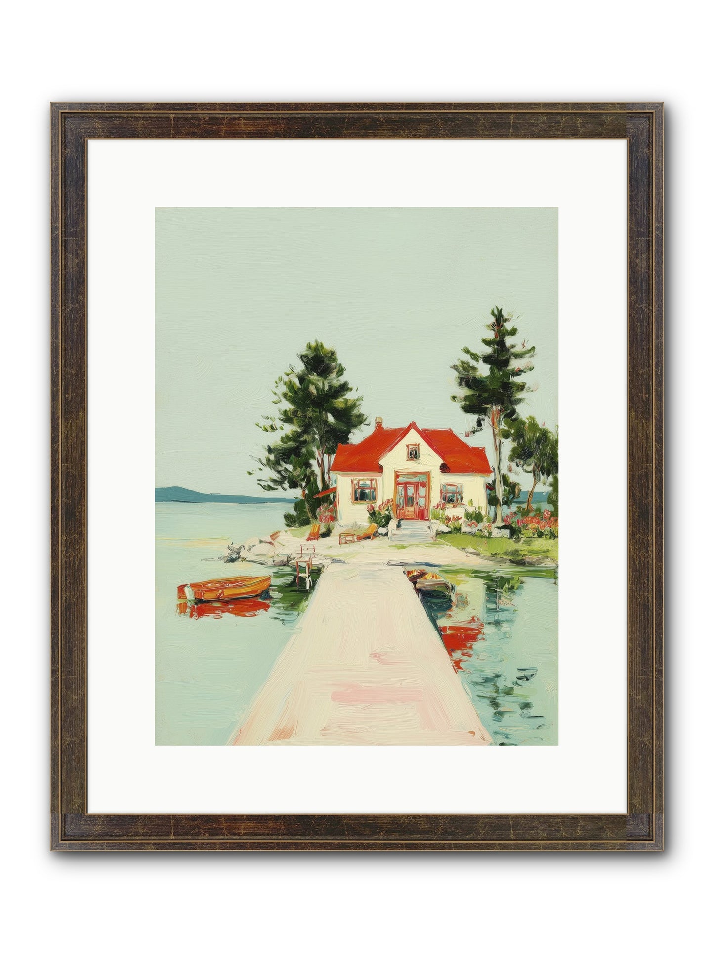 Little Lake House Framed Print - Slimwoods Black/Gold 12x16