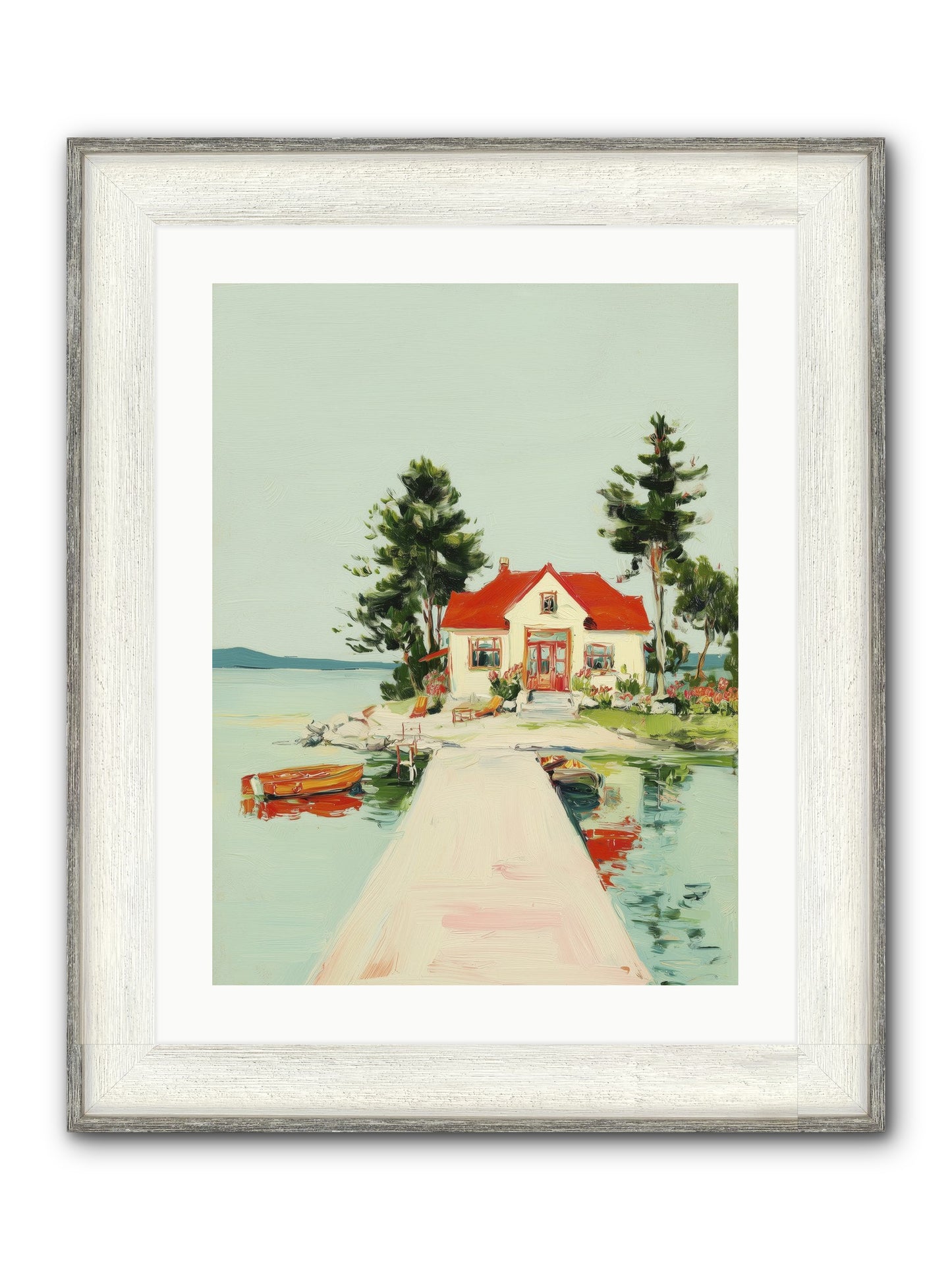 Little Lake House Framed Print - Driftwood White 18x24