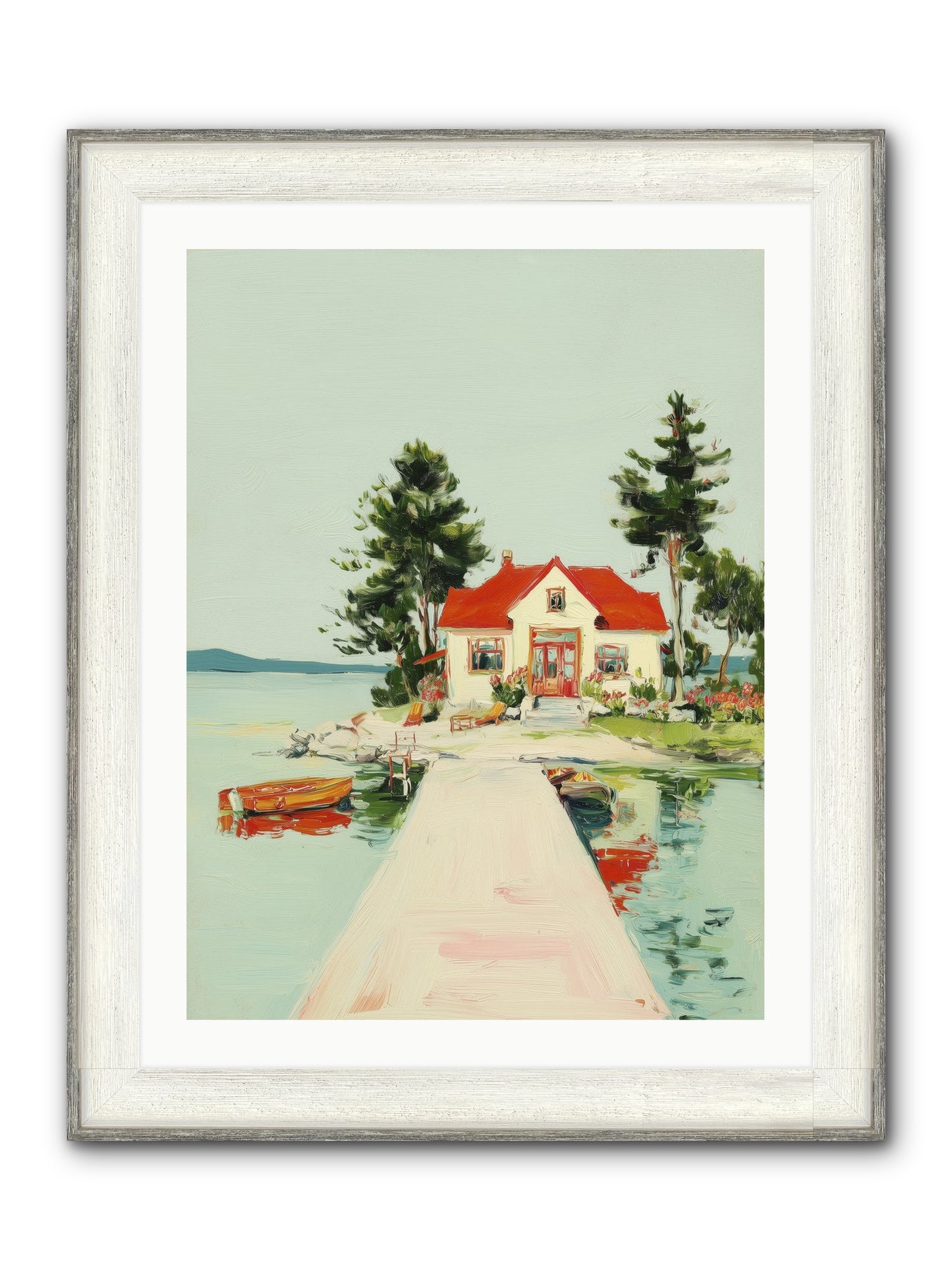 Little Lake House Framed Print - Driftwood White 24x32
