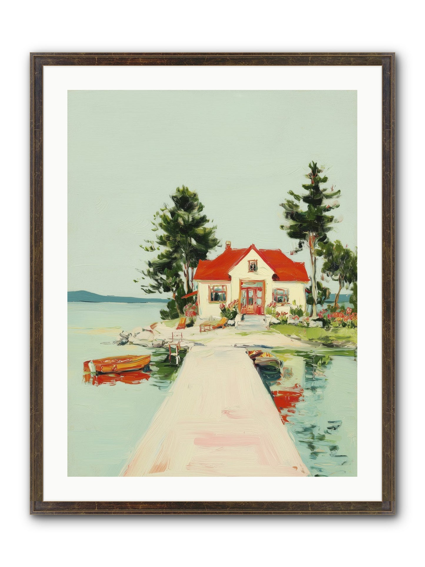 Little Lake House Framed Print - Slimwoods Black/Gold 24x32