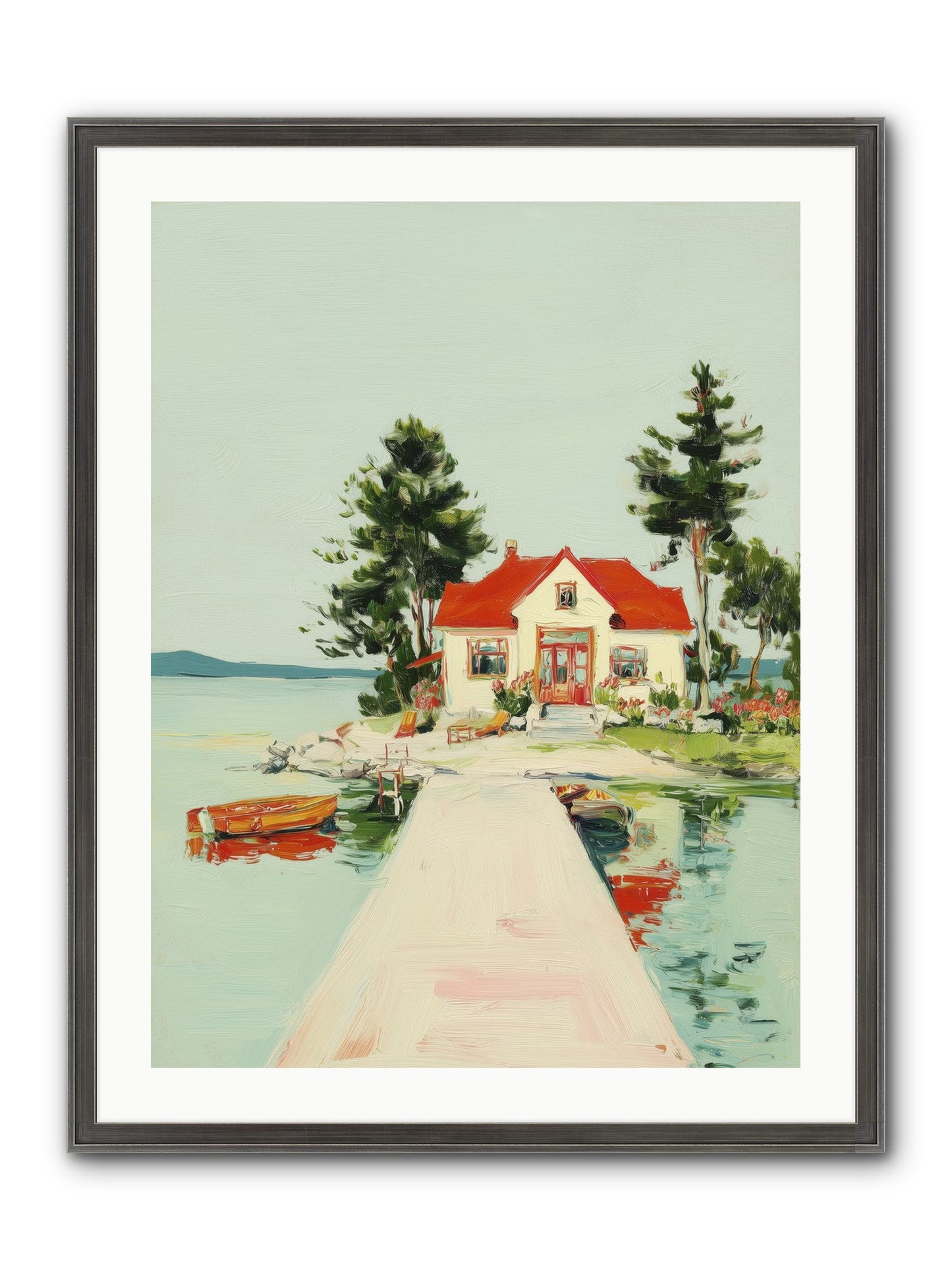 Little Lake House Framed Print - Slimwoods Black/Silver 24x32