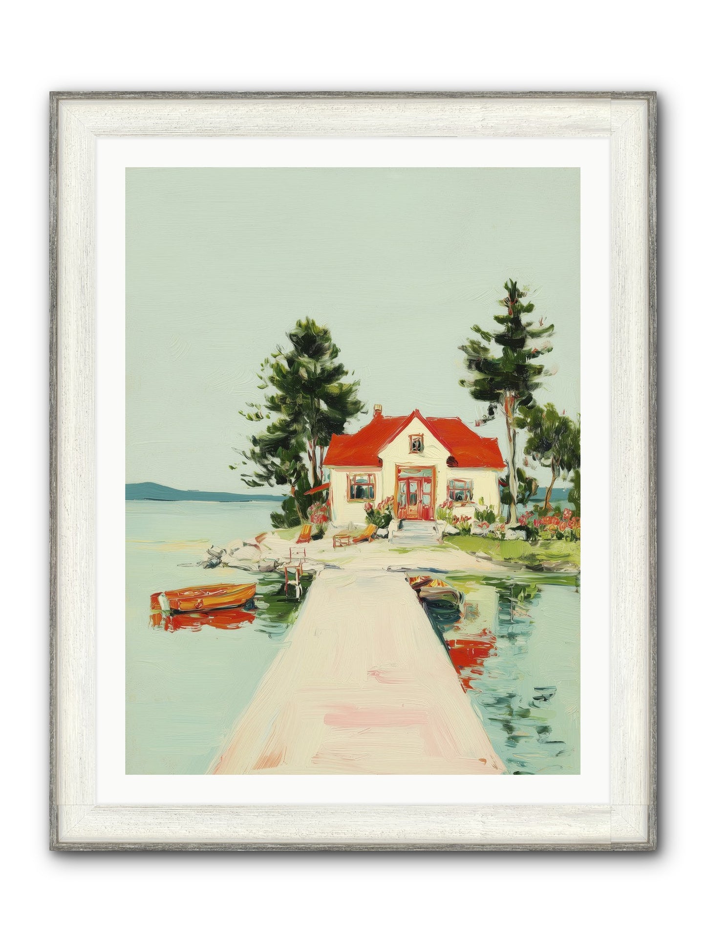 Little Lake House Framed Print - Driftwood White 30x40