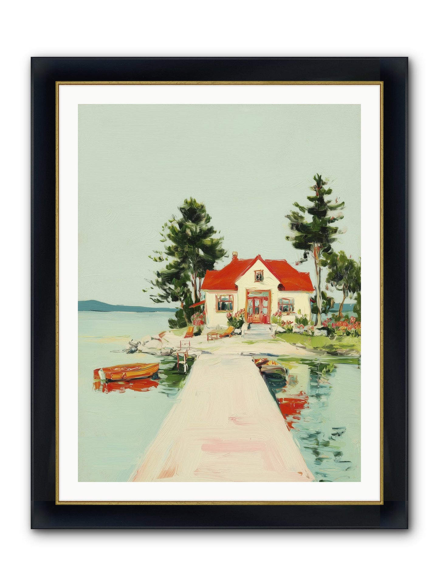 Little Lake House Framed Print - Wide Black w/Gold 30x40
