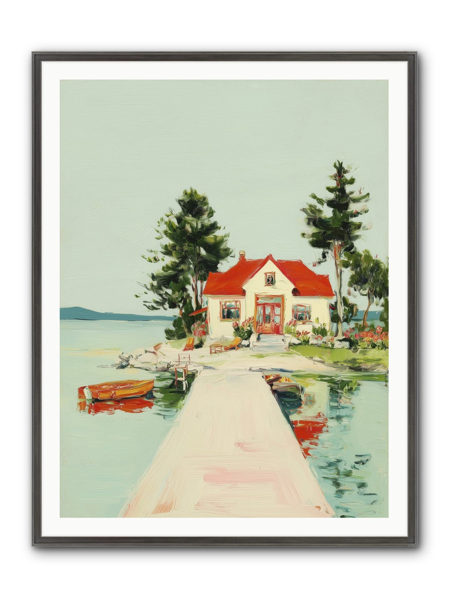 Little Lake House Framed Print - Slimwoods Black/Silver 36x48