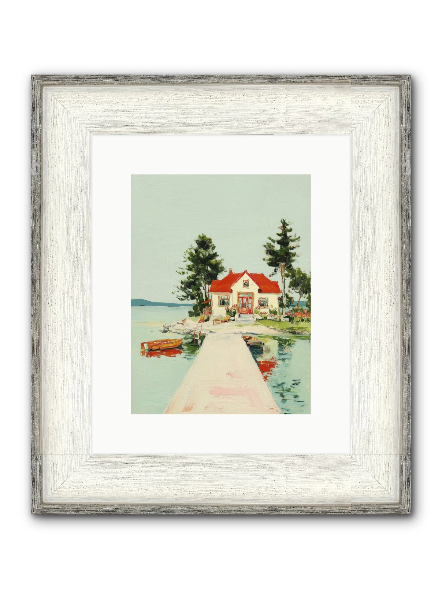 Little Lake House Framed Print - Driftwood White 9x12