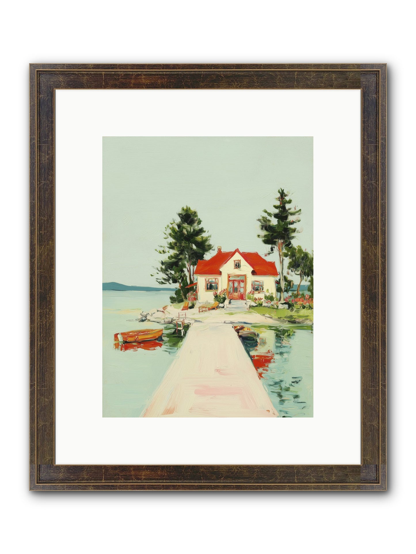 Little Lake House Framed Print - Slimwoods Black/Gold 9x12