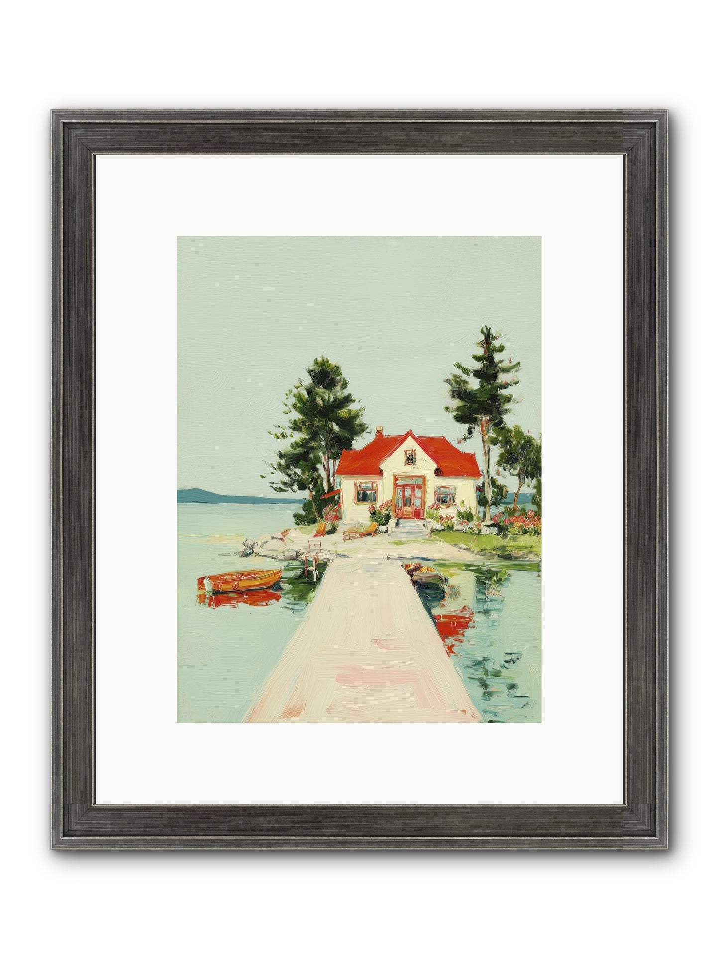 Little Lake House Framed Print - Slimwoods Black/Silver 9x12