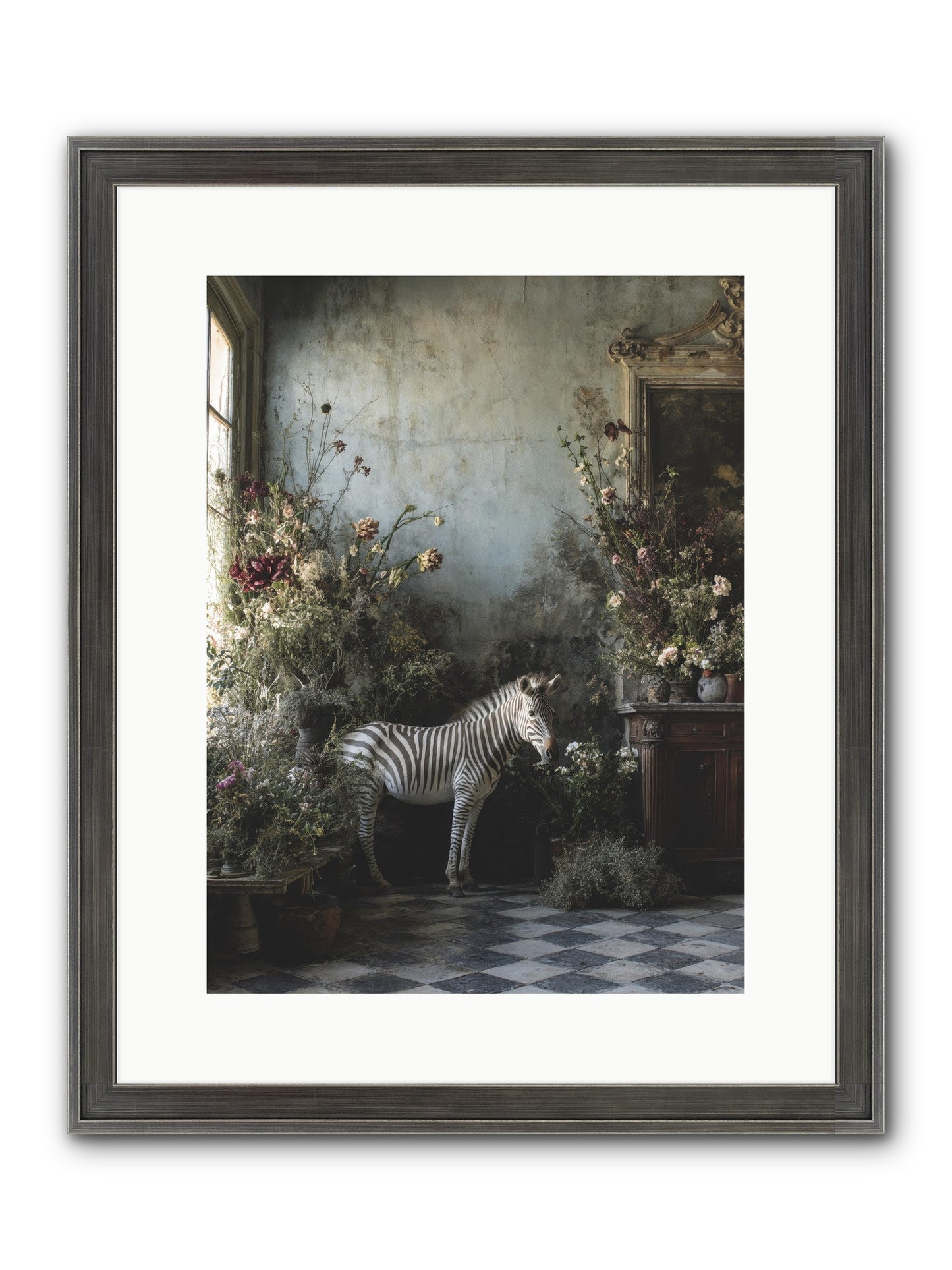 Living Among Petals Framed Print - Slimwoods Black/Silver 12x16