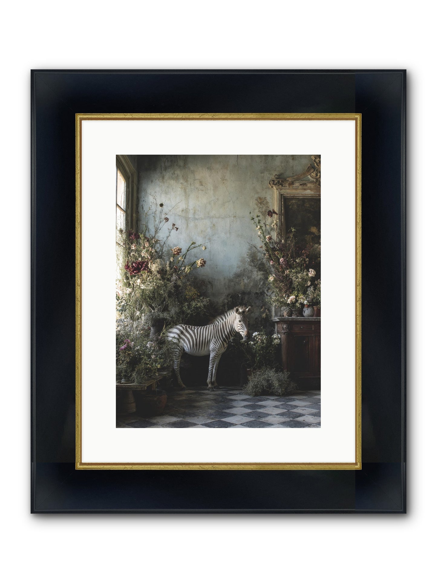 Living Among Petals Framed Print - Wide Black w/Gold 12x16