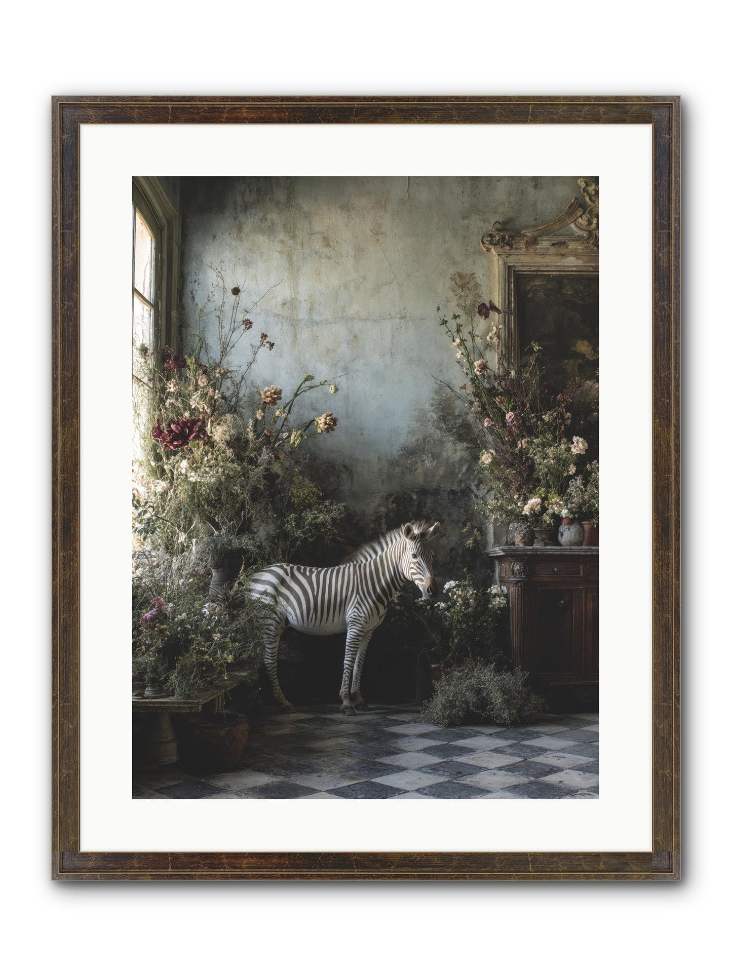 Living Among Petals Framed Print - Slimwoods Black/Gold 18x24